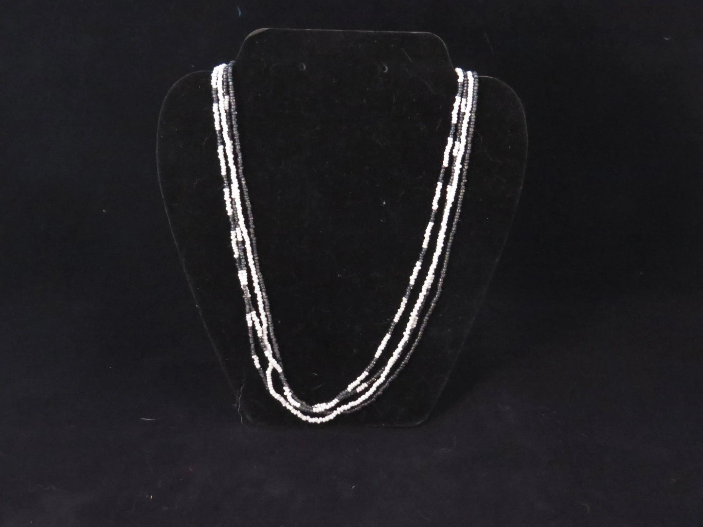 4 strand Black & White Seed Bead Necklace