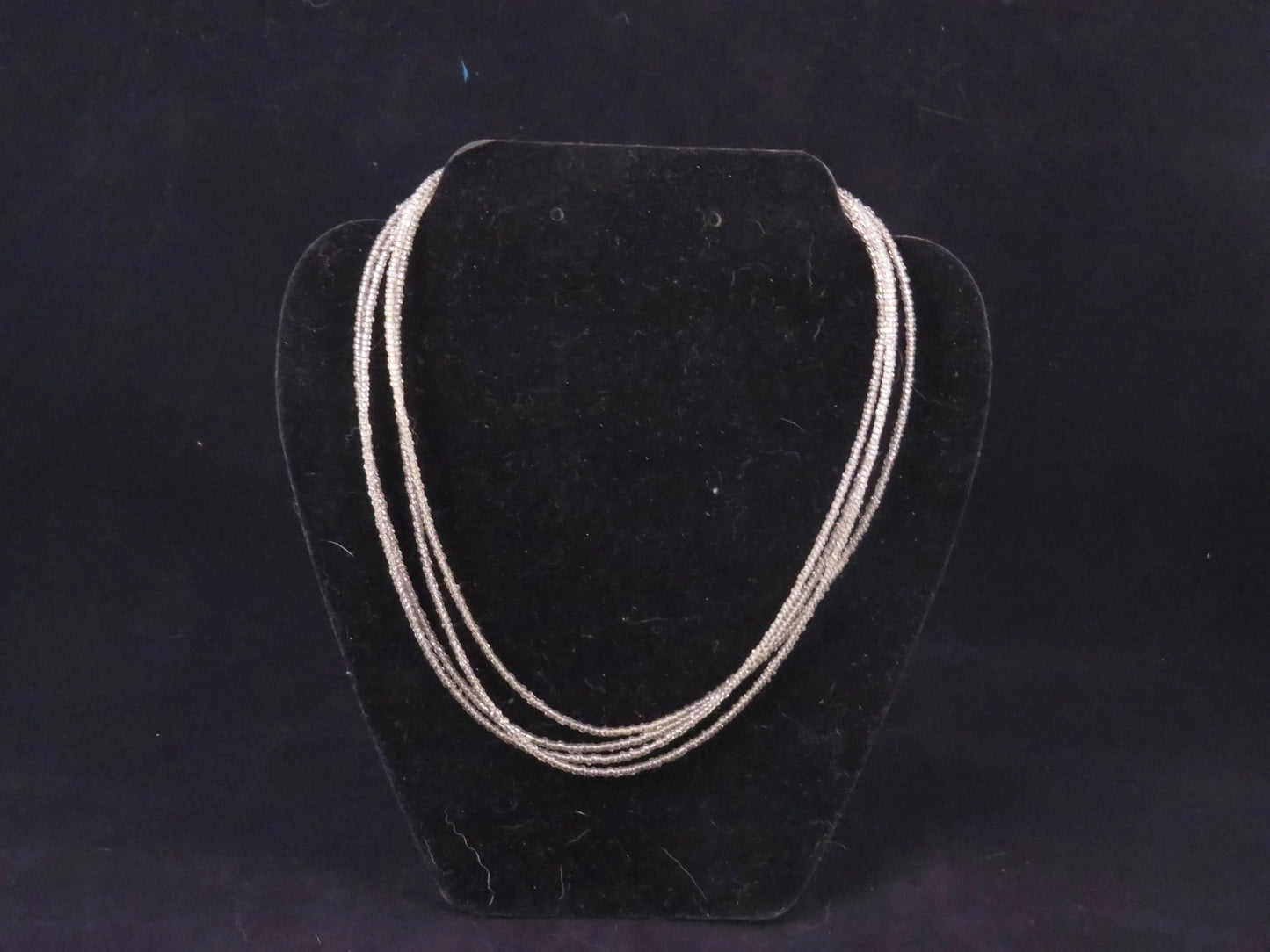 4 Strand Clear Seed Bead Necklace