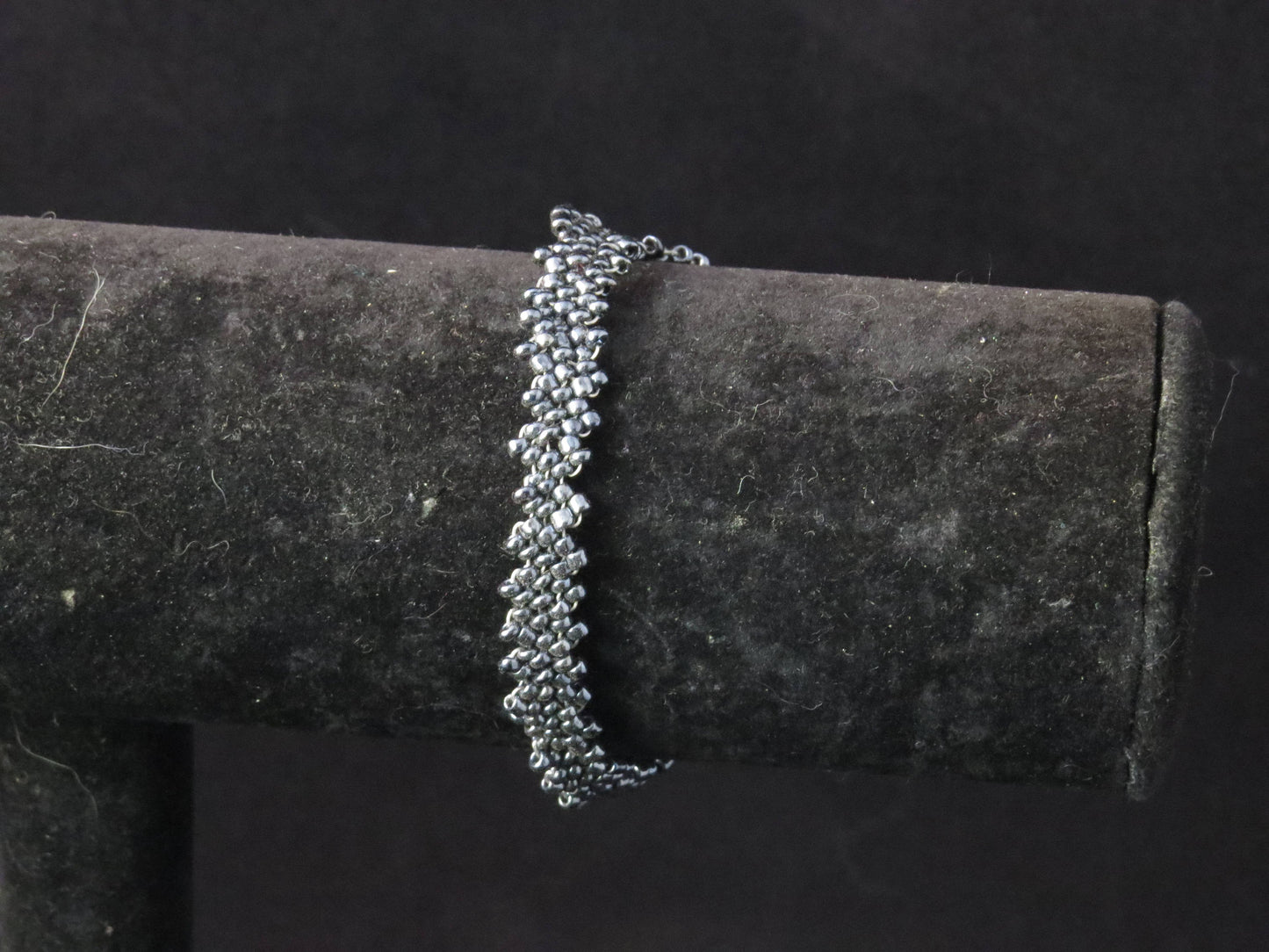 Opaque Luster Black Peyote Simple Strap Bracelet