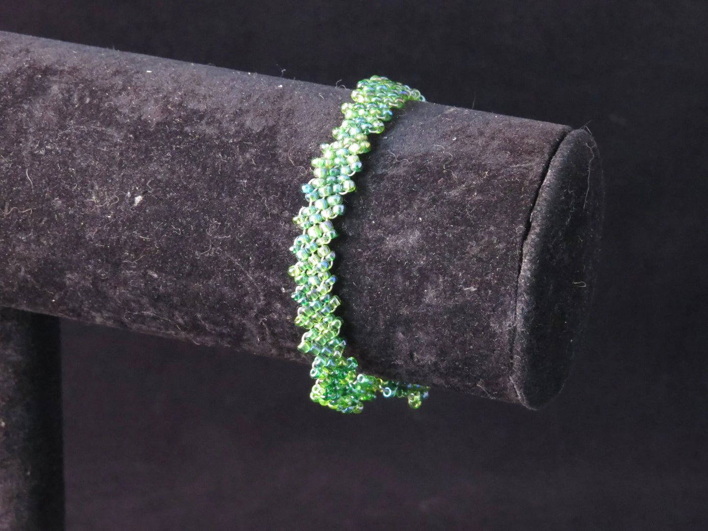 Rainbow Green Peyote Simple Strap Bracelet