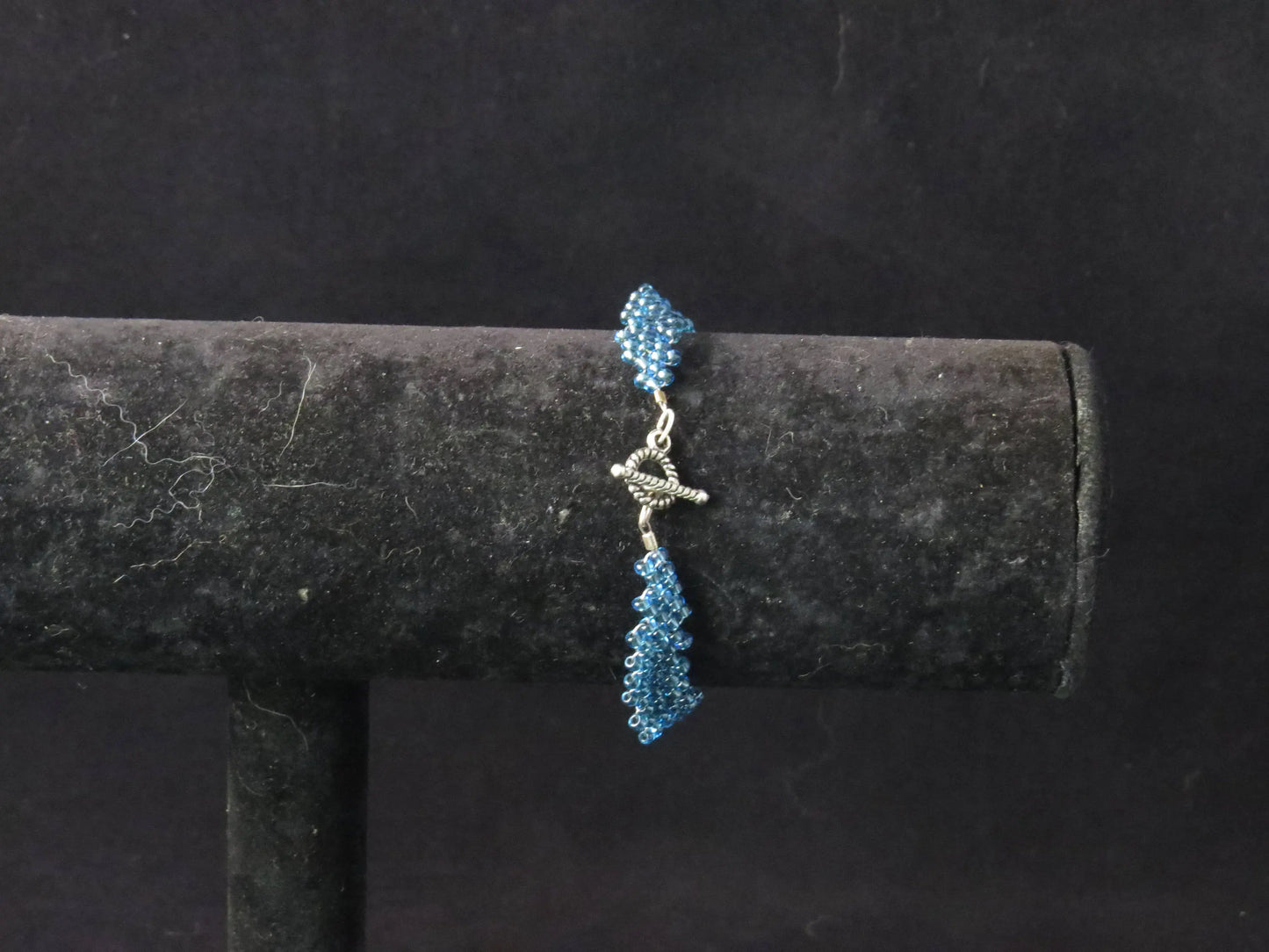 Silver Lined Turquoise Blue Peyote Simple Strap Bracelet