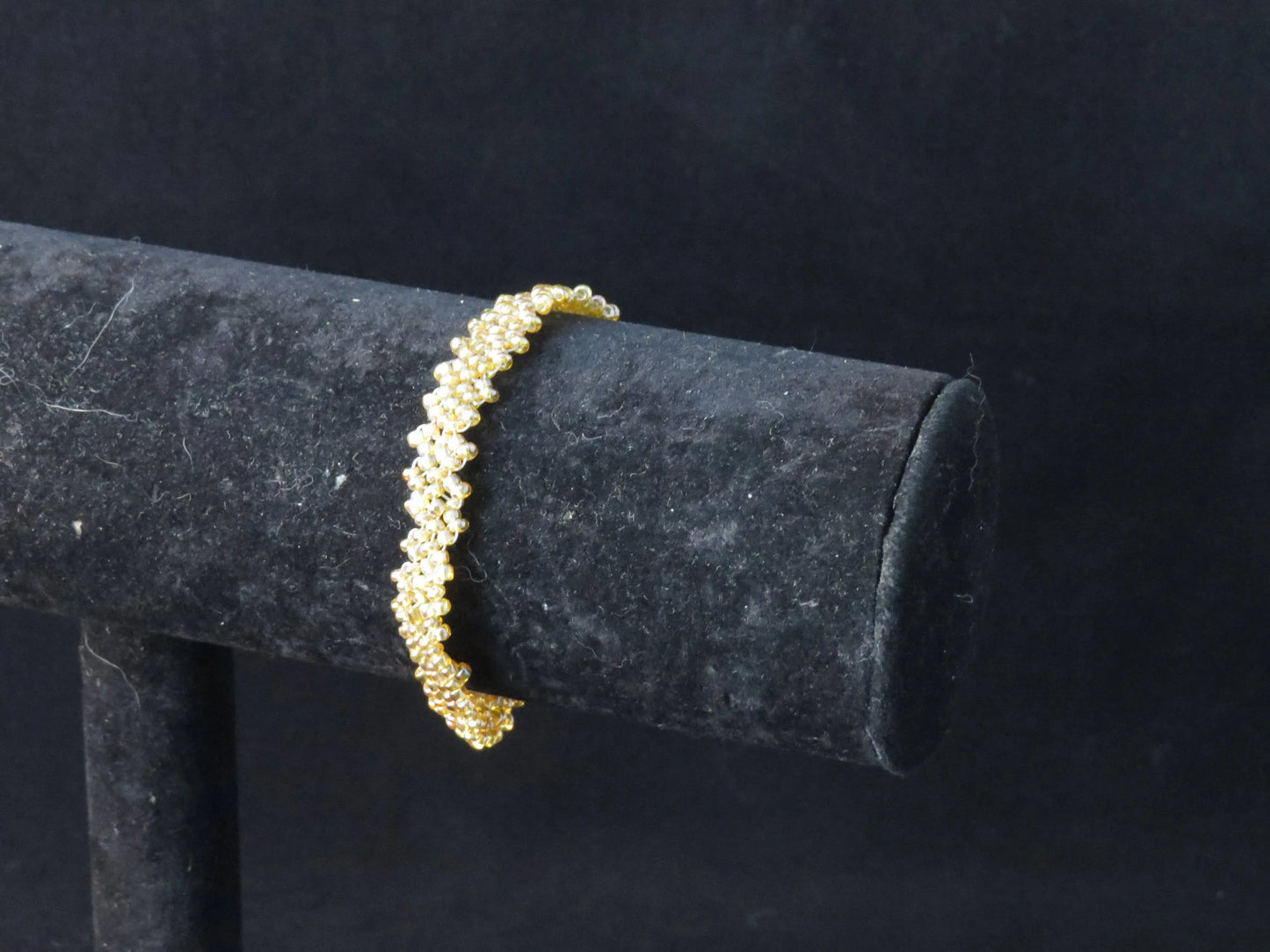 Transparent Luster Tan Peyote Simple Strap Bracelet