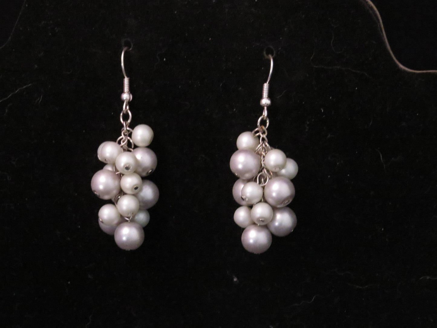 Light Gray & White Pearl cluster Earring