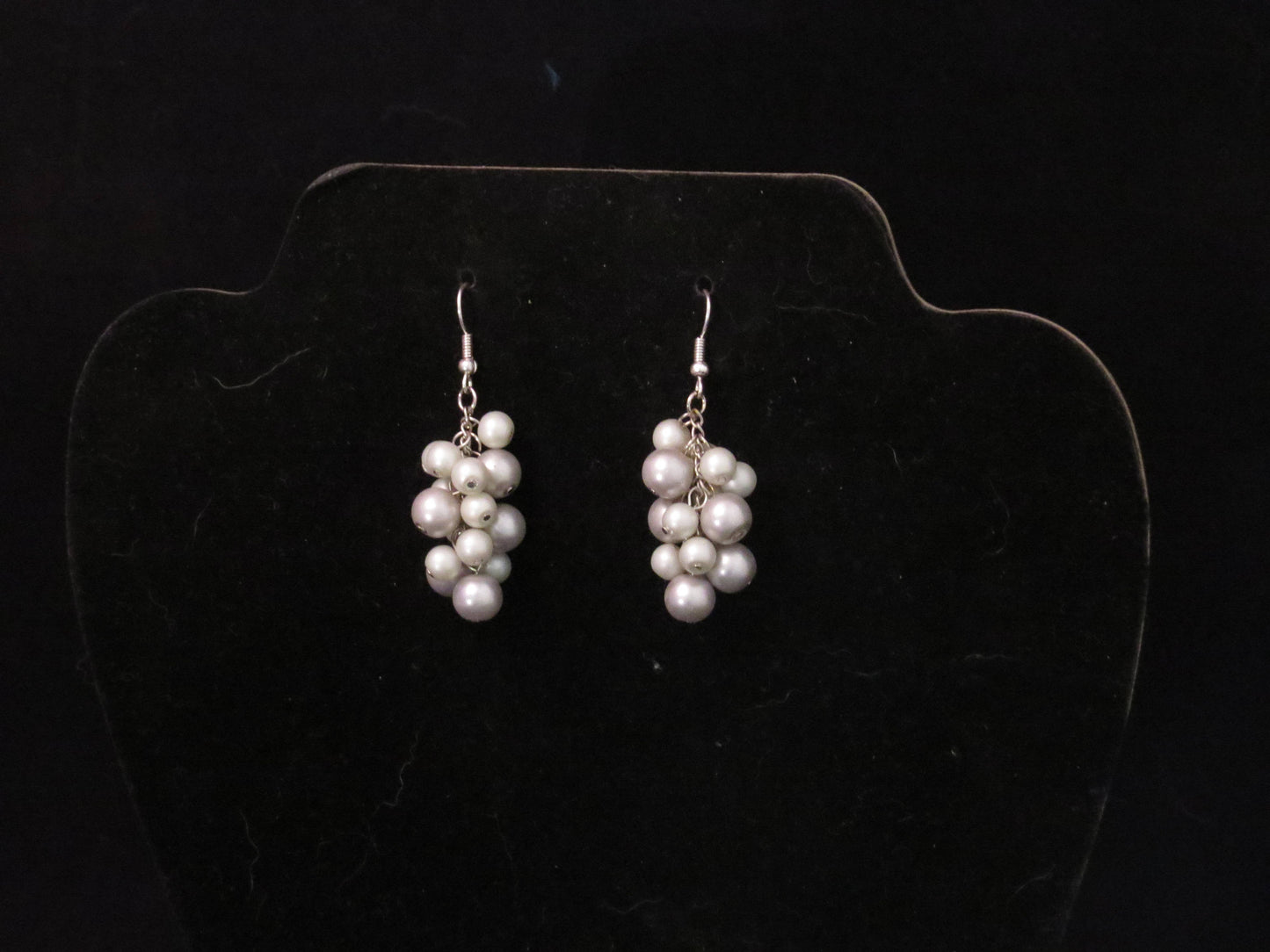Light Gray & White Pearl cluster Earring