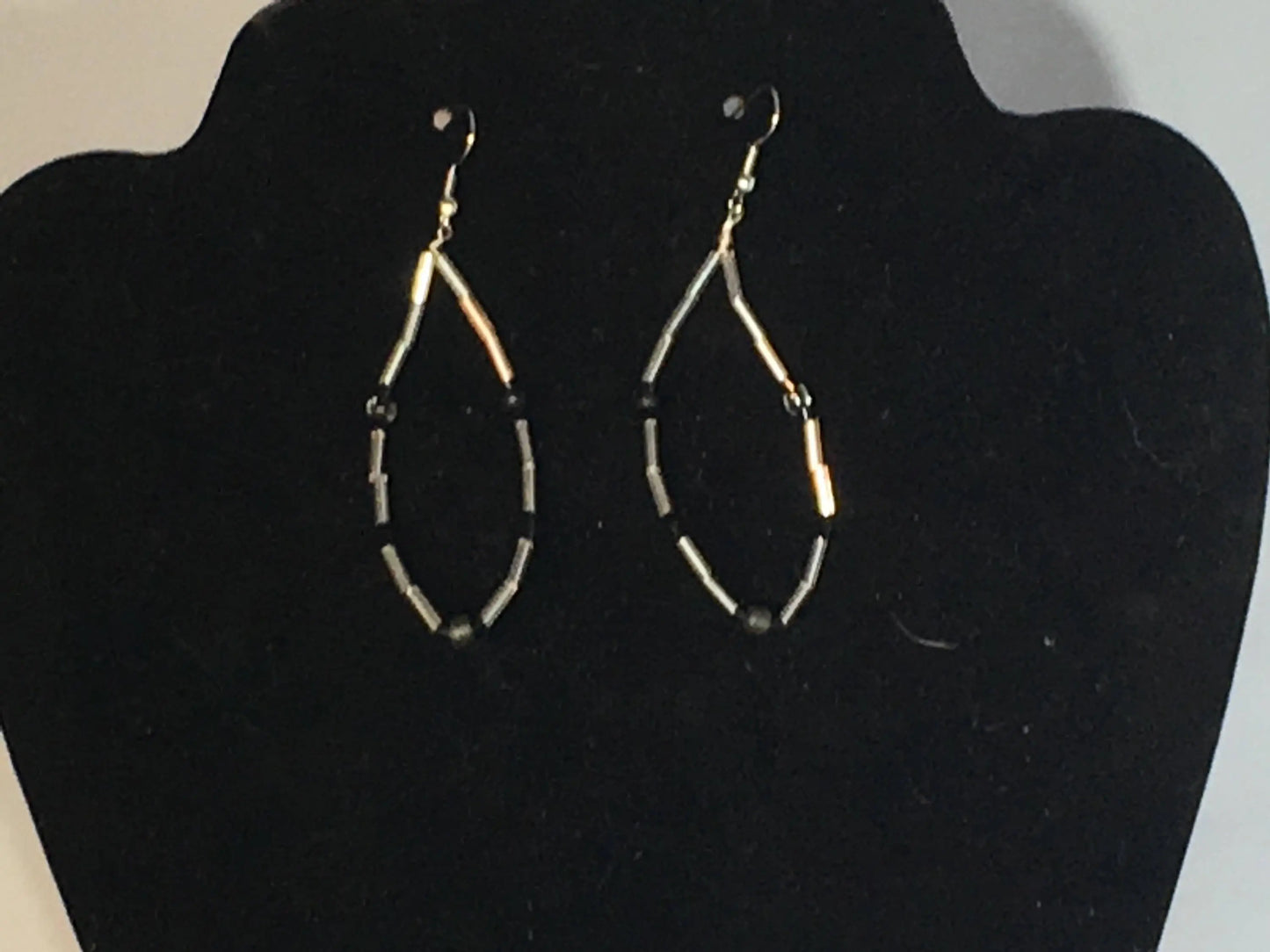 Silver & black Teardrop Earrings