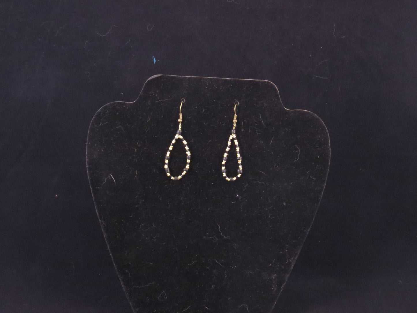 Gold & Black Teardrop Earrings