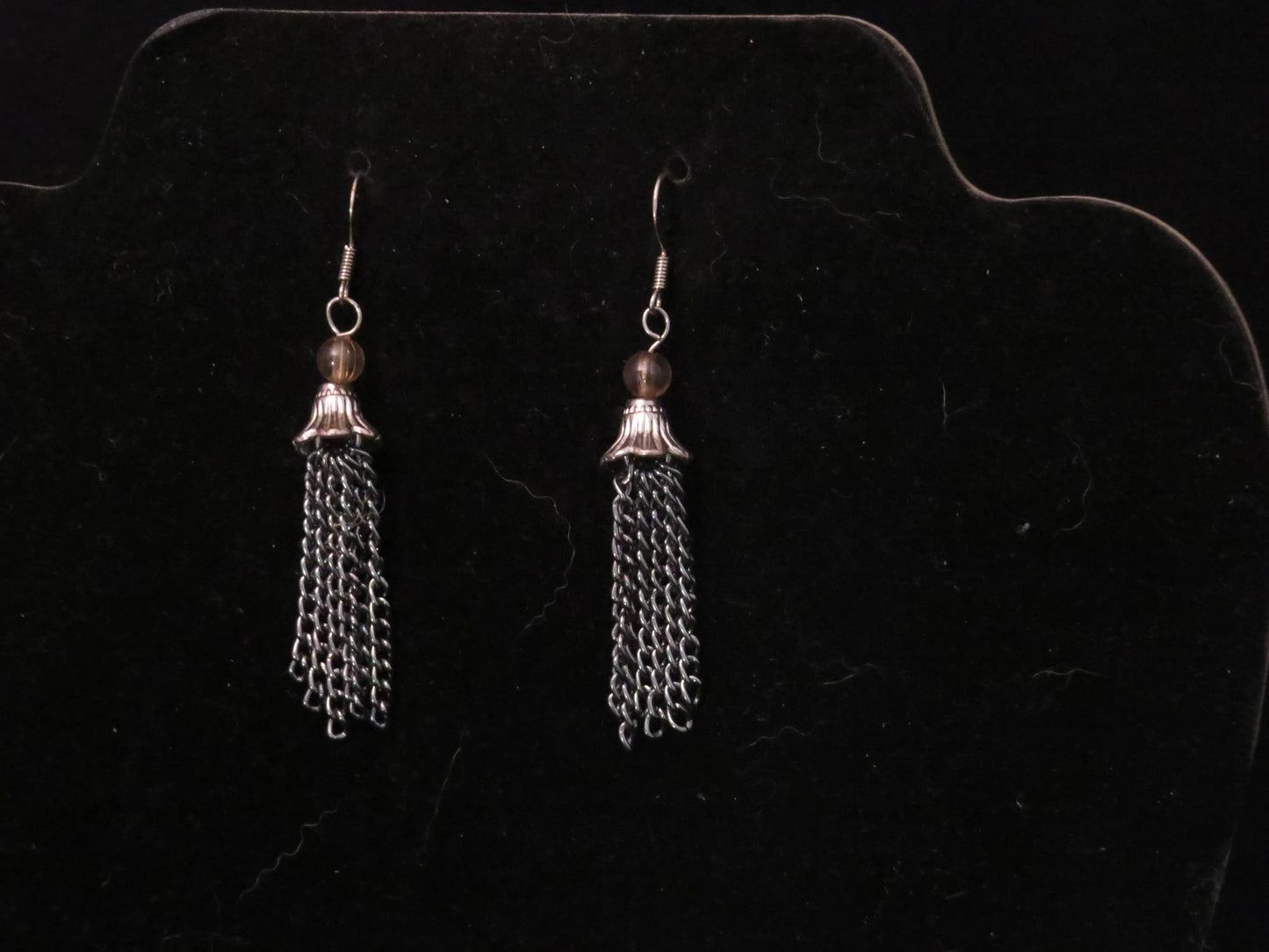 Gunmetal & Flower Earrings