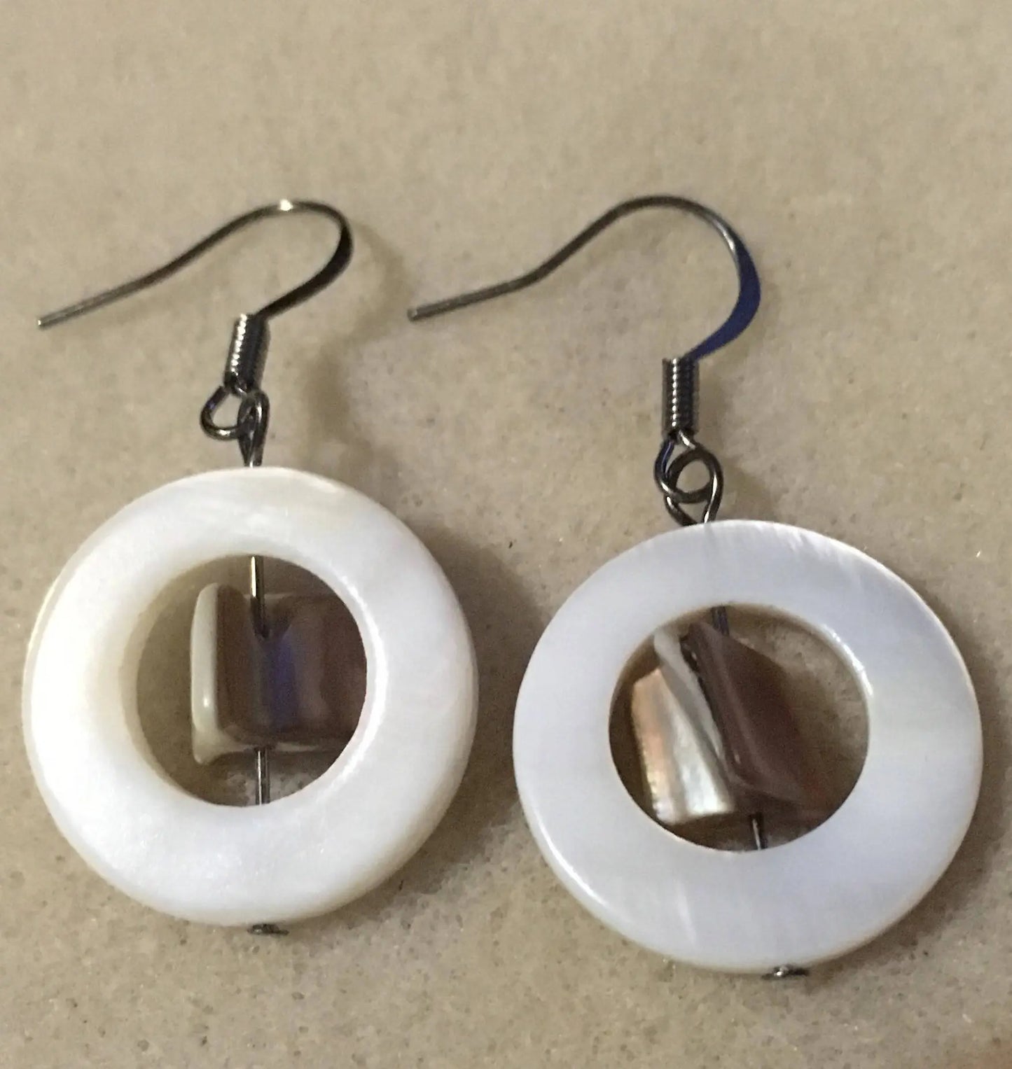 White Shell Rings with Shell Beads