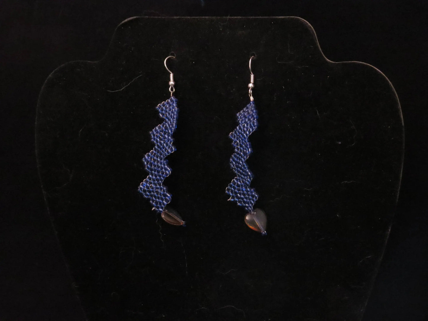 Silver Lined Royal Blue Wide Row Earrings