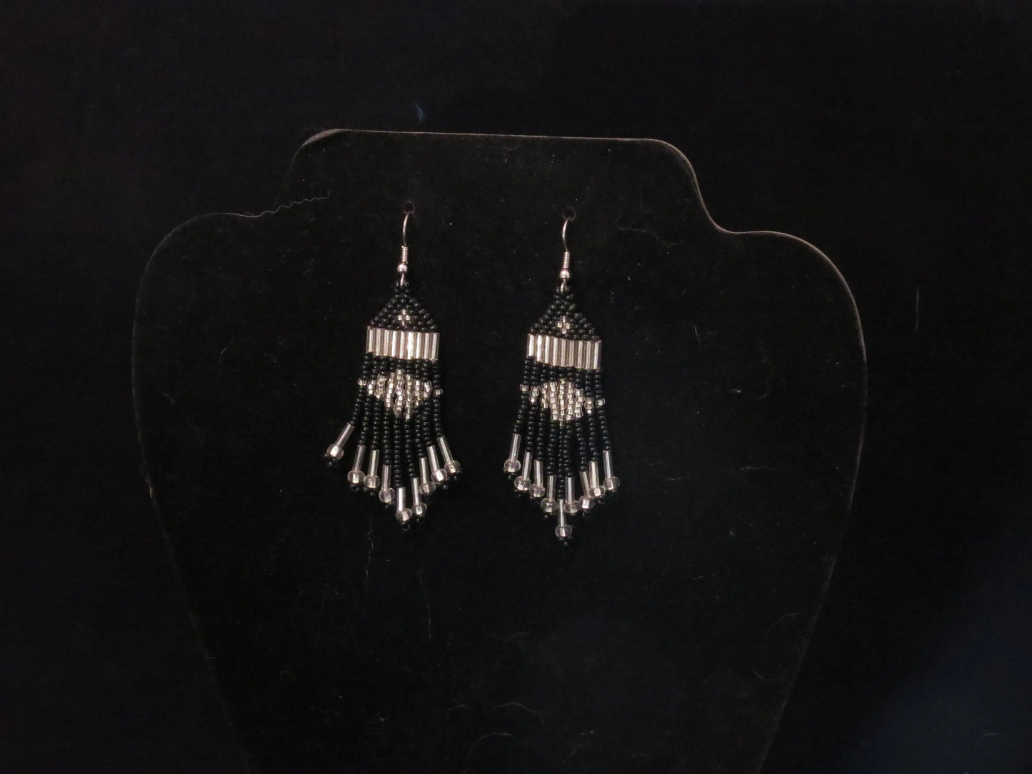 Black & Clear Tassel Earrings
