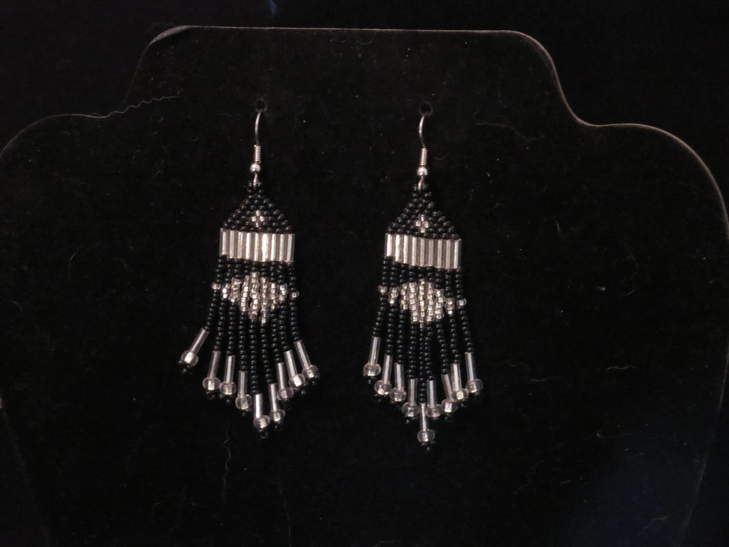 Black & Clear Tassel Earrings