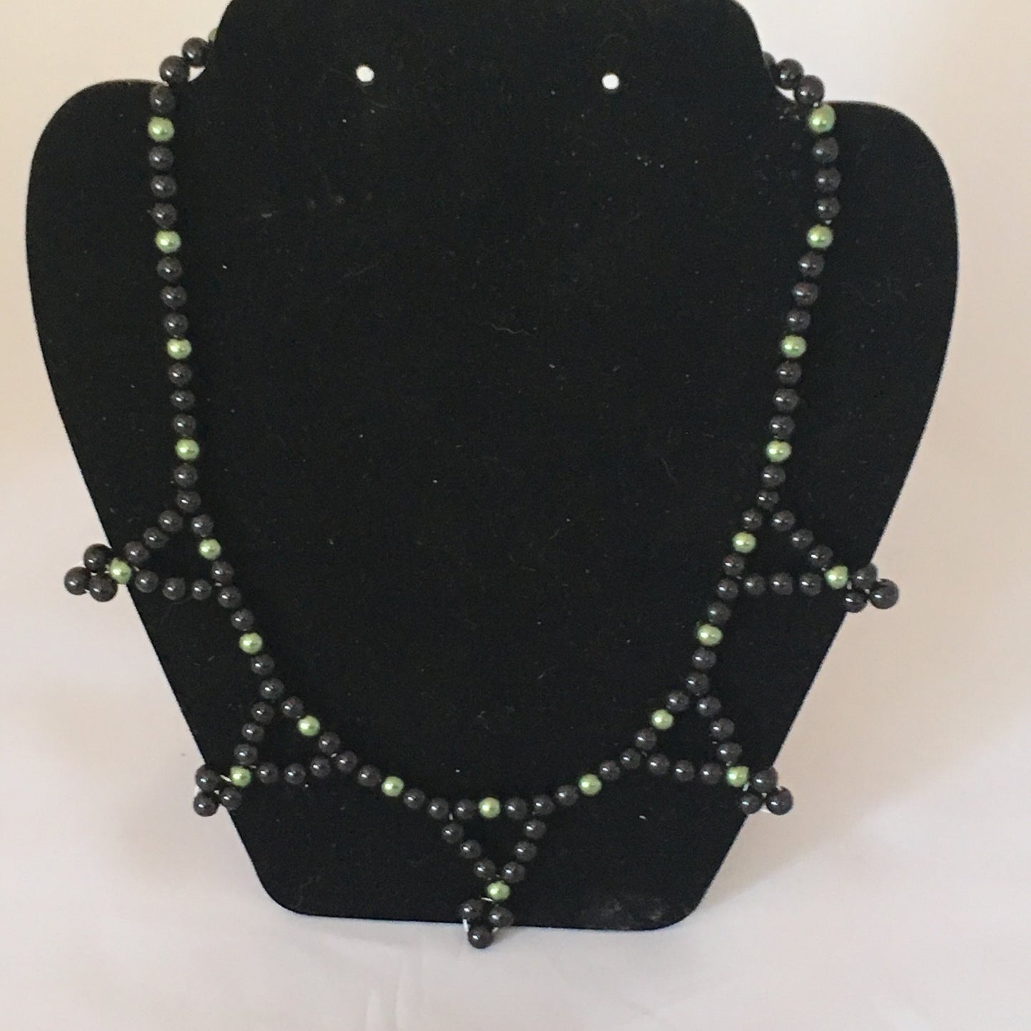 Black & Dark Green Glass Pearl Necklace