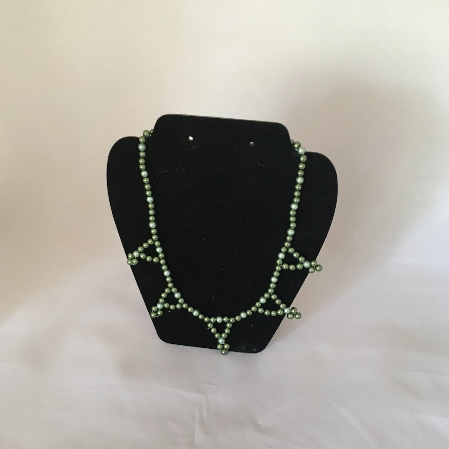 Dark Green & Sage Glass Pearl Necklace