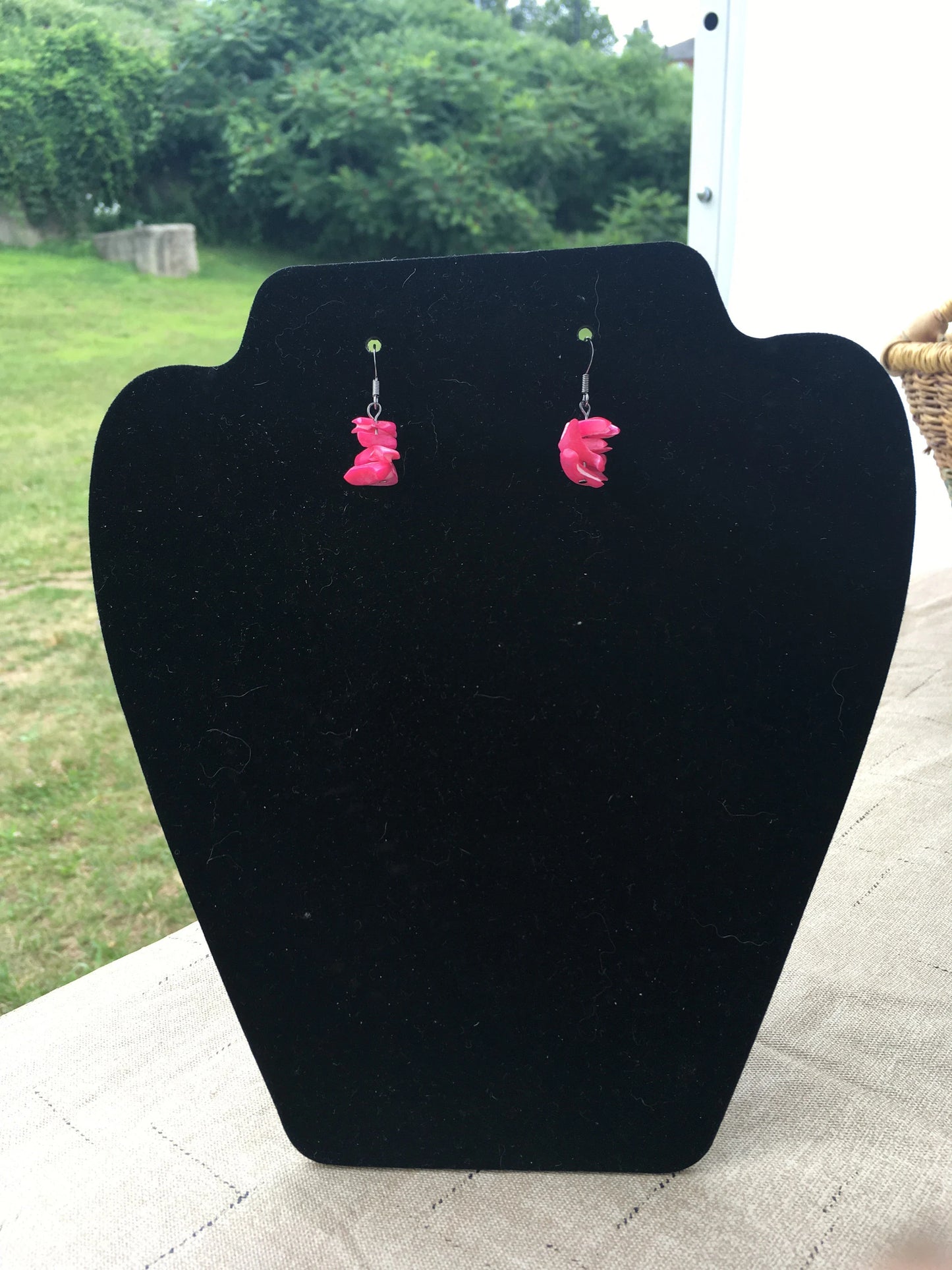 Fuchsia Shell Chip Earrings