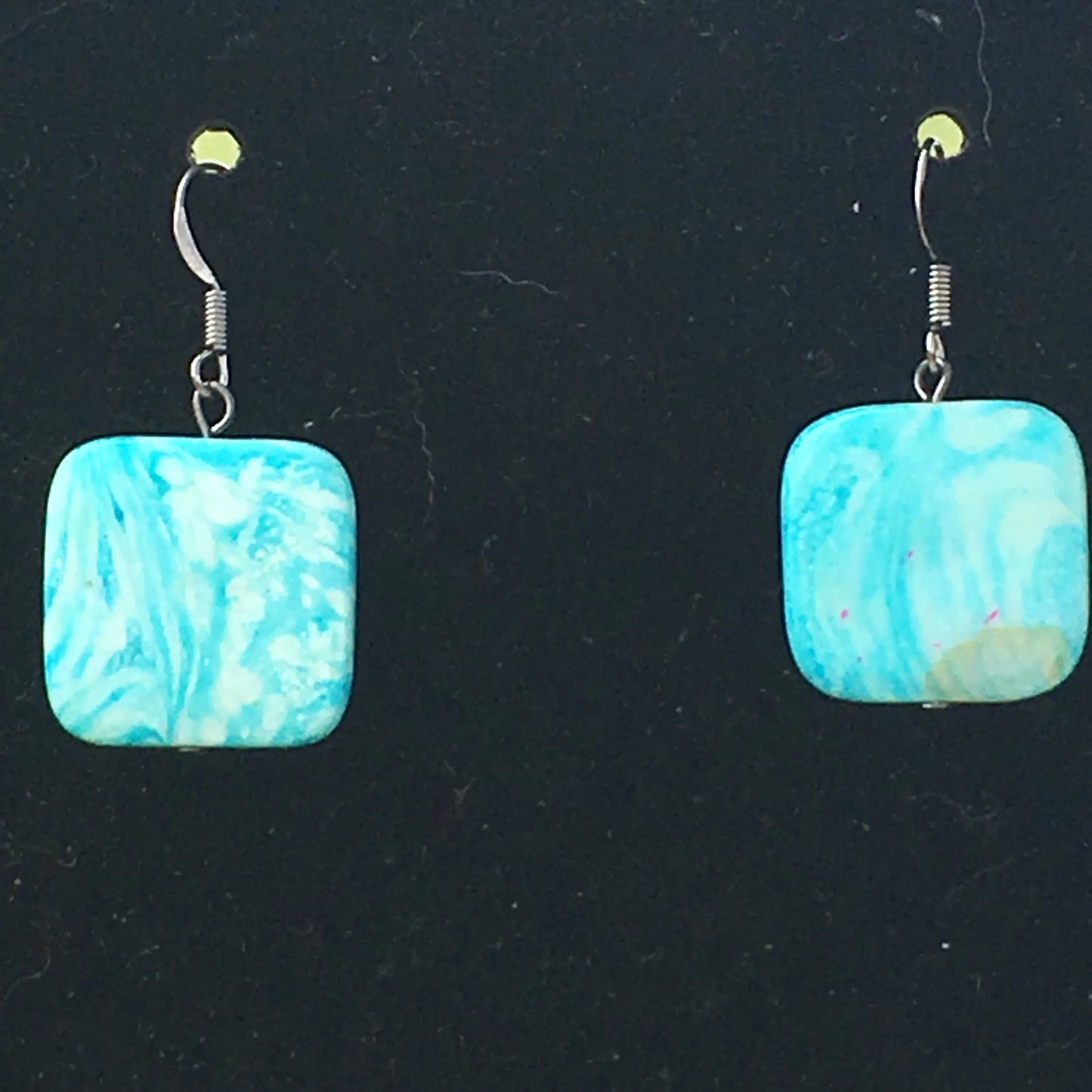 Blue Square Shell Earrings