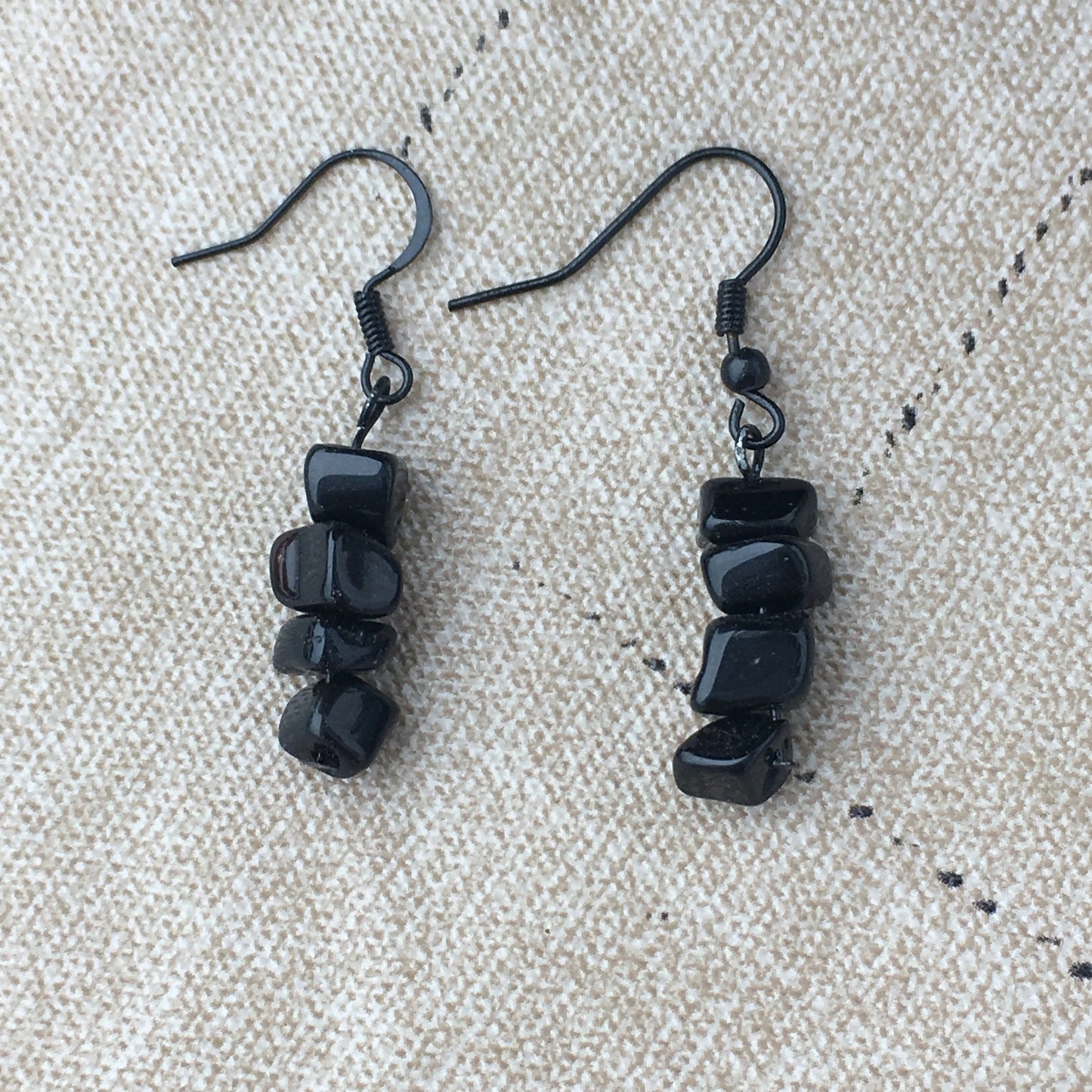 Black Onyx Chip Earrings