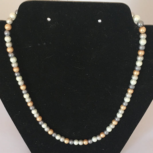 4 Color Glass Pearl Necklace