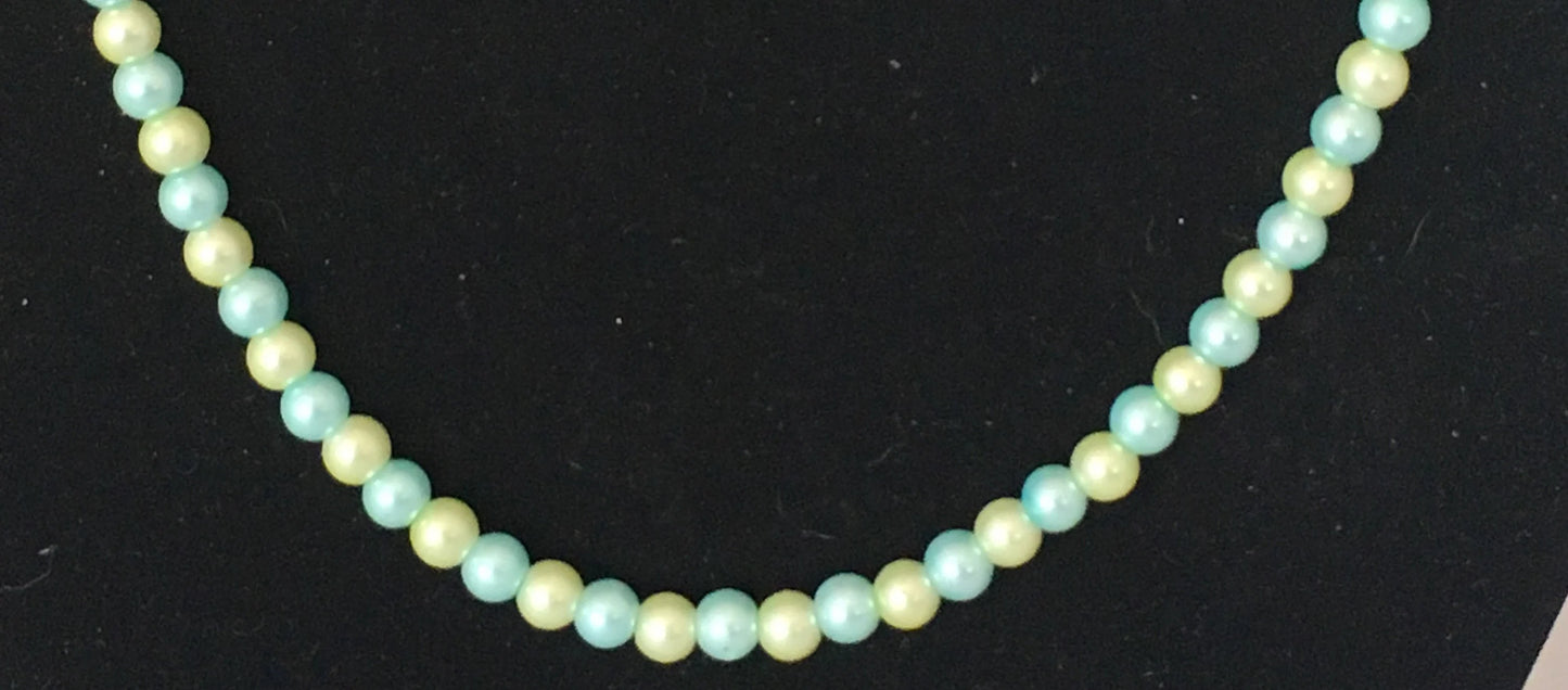 Blue & Green Glass Pearl Necklace