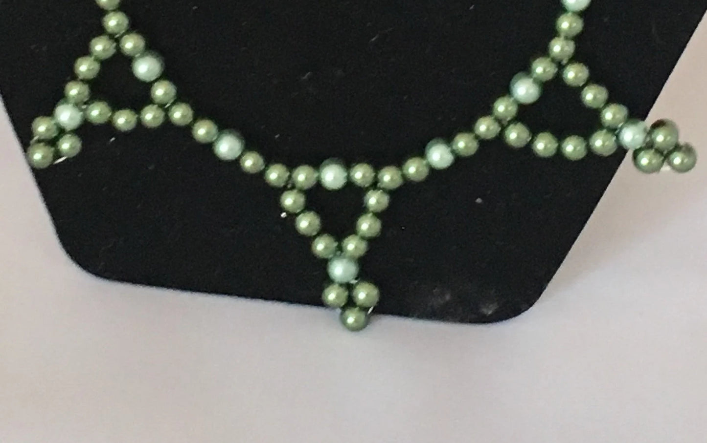 Dark Green & Sage Glass Pearl Necklace