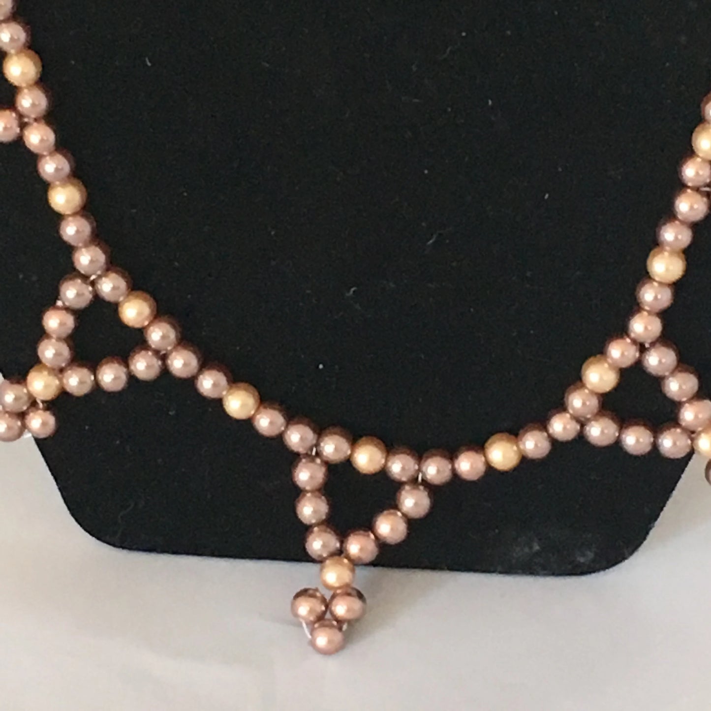 Light Brown & Gold Glass Pearl Necklace