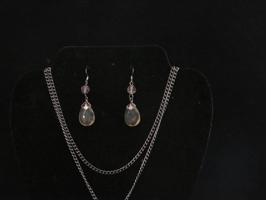 Amber & Smoke Necklace & Earring Set