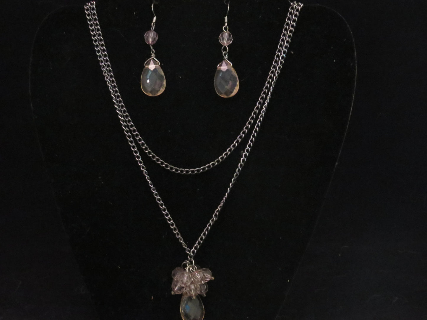 Amber & Smoke Necklace & Earring Set