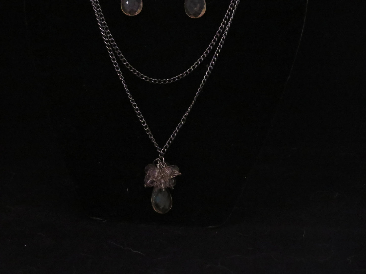 Amber & Smoke Necklace & Earring Set