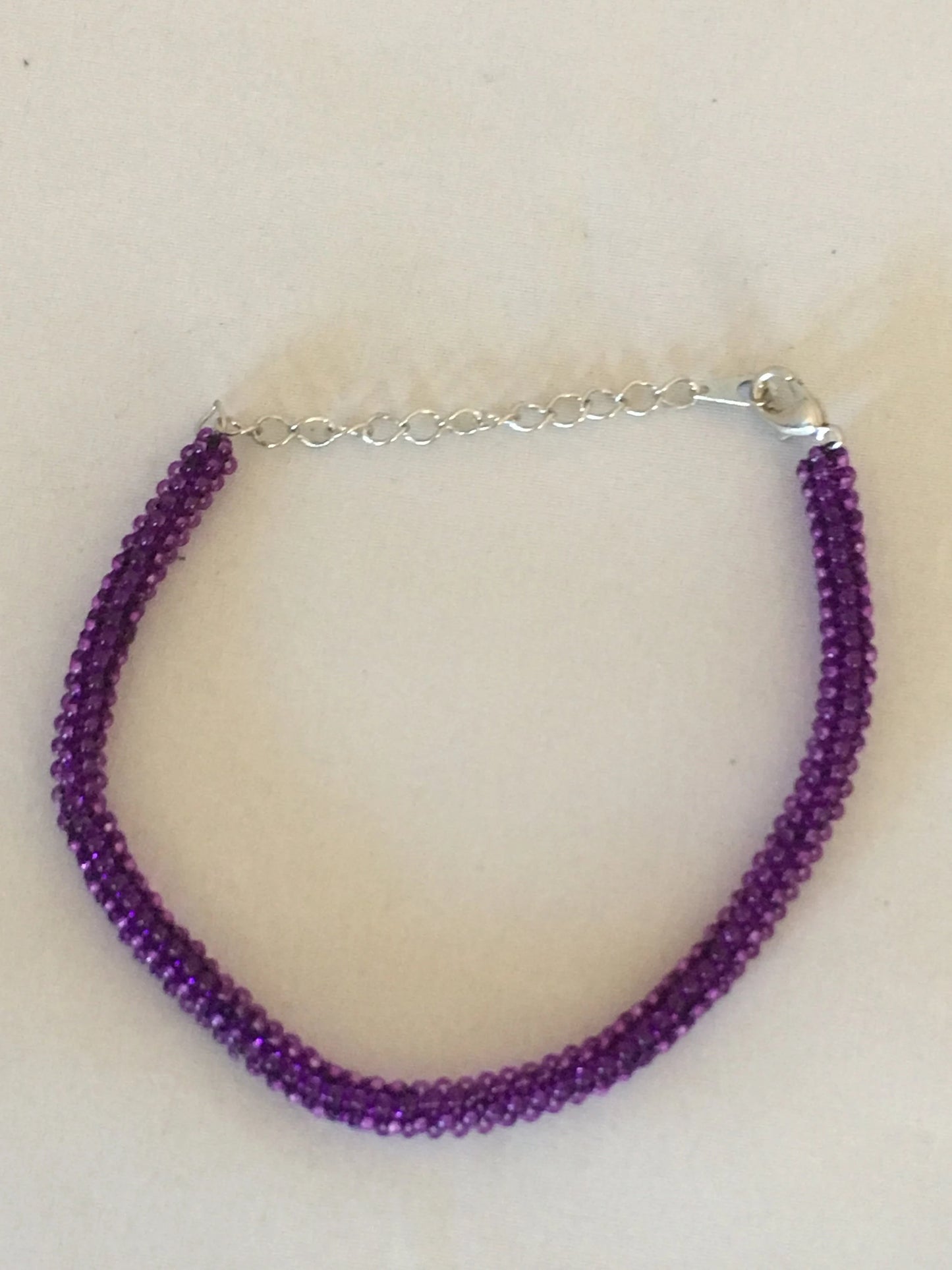 Transparent Dark Purple Tubular Peyote Bracelet