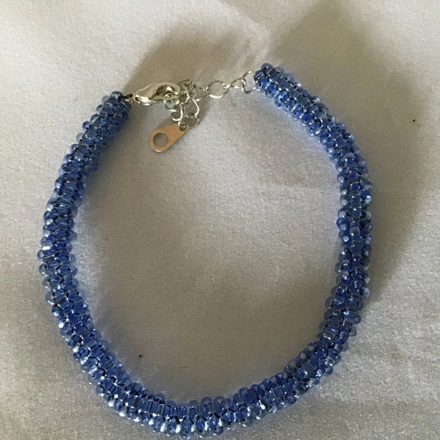 Transparent Royal Blue Tubular Peyote Bracelet