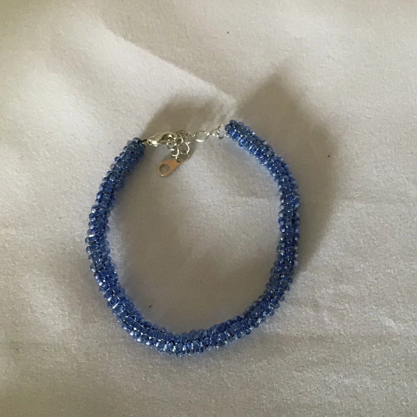 Transparent Royal Blue Tubular Peyote Bracelet