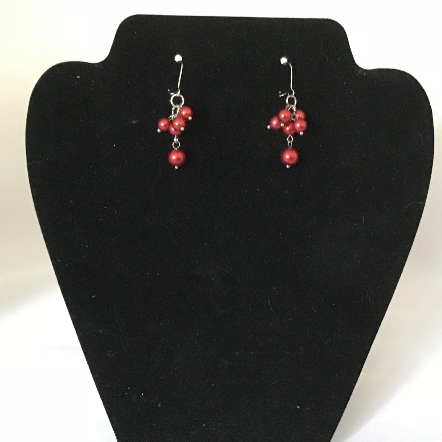 Red Pearl Dangle Earrings