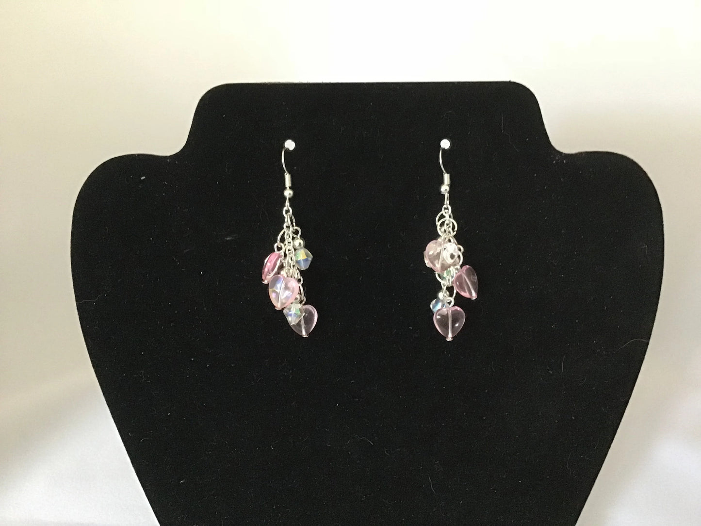 Pink Heart Dangle Earrings