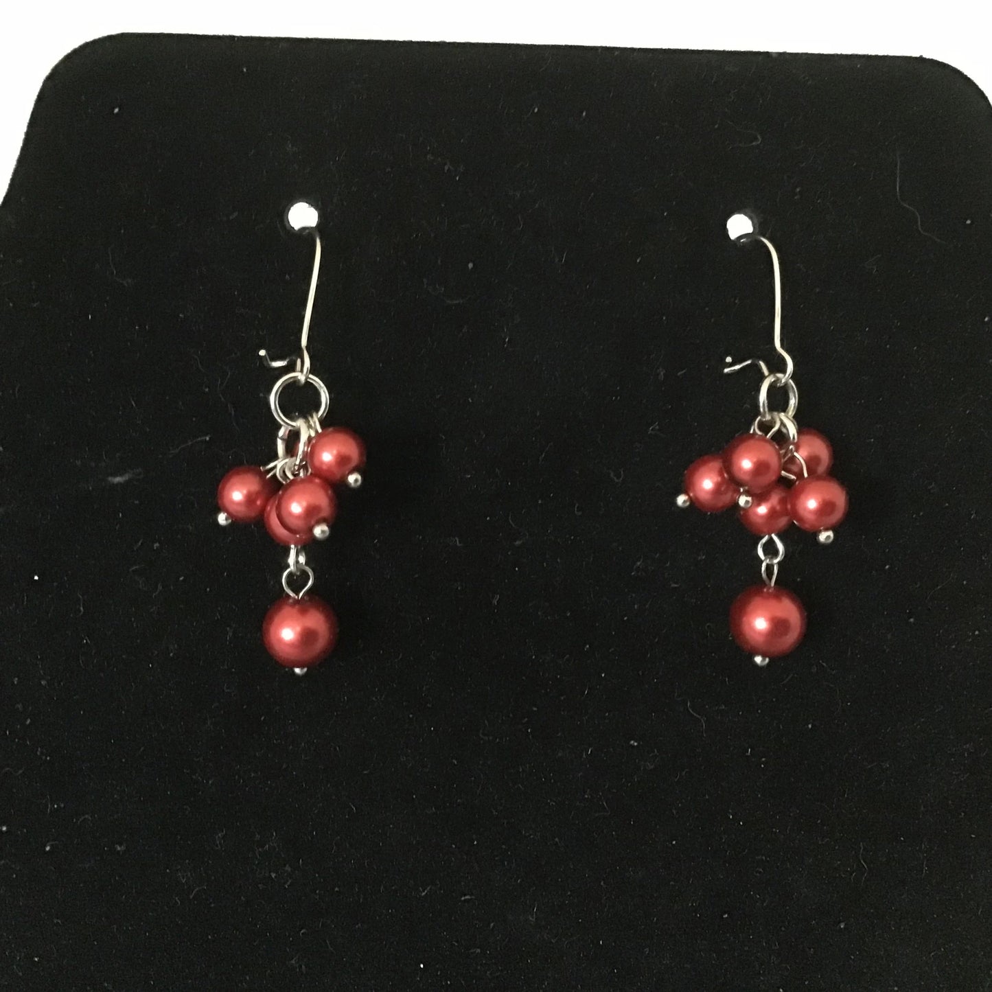 Red Pearl Dangle Earrings