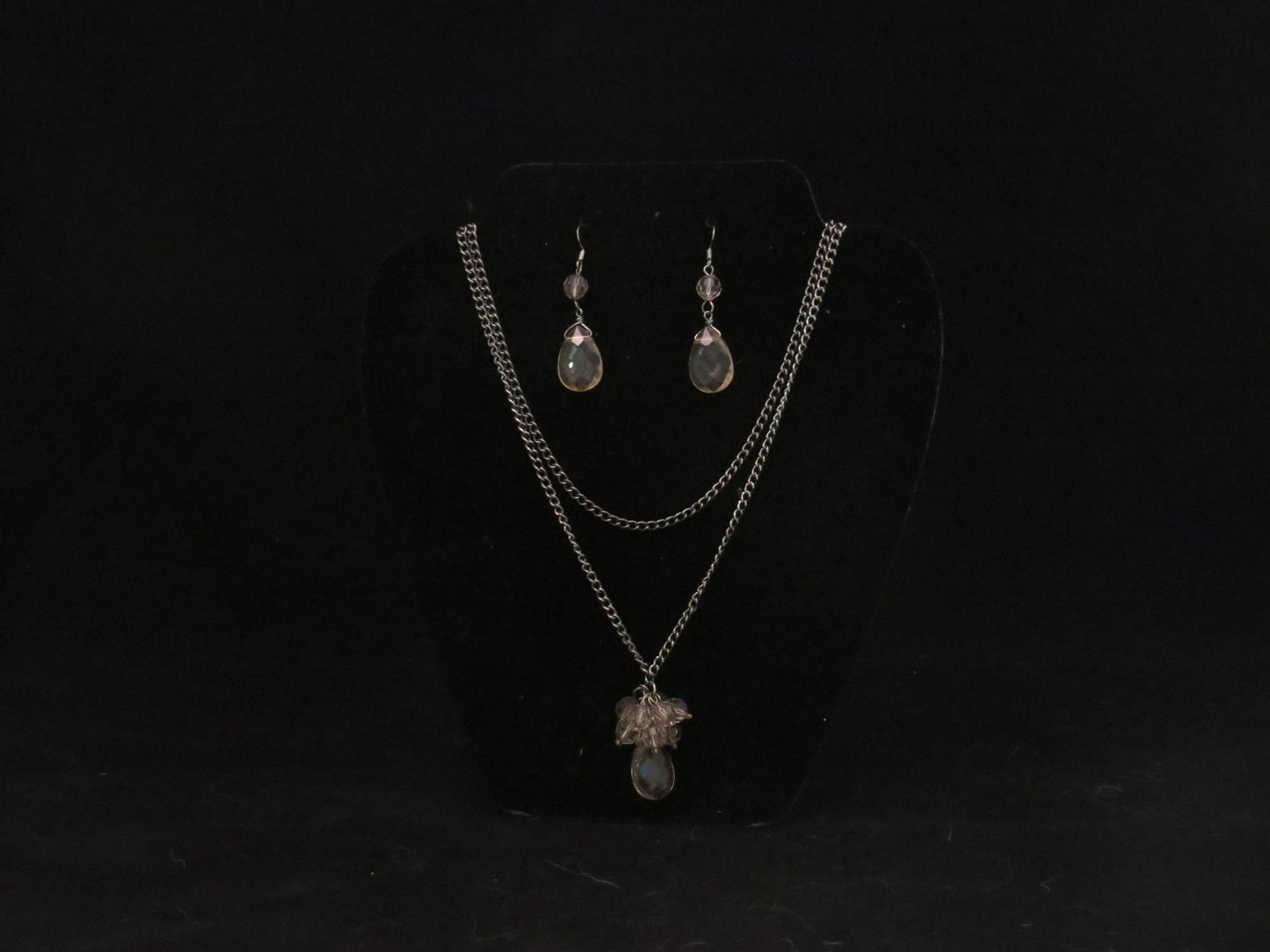 Amber & Smoke Necklace & Earring Set