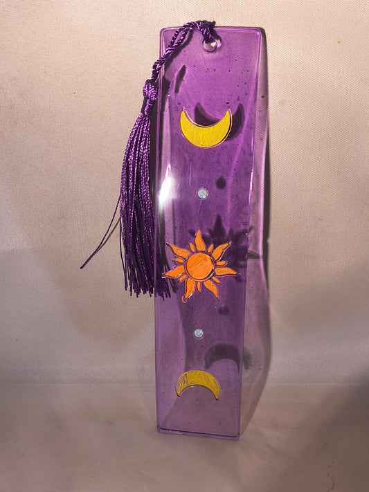 Sun/Moon Purple Resin Bookmark