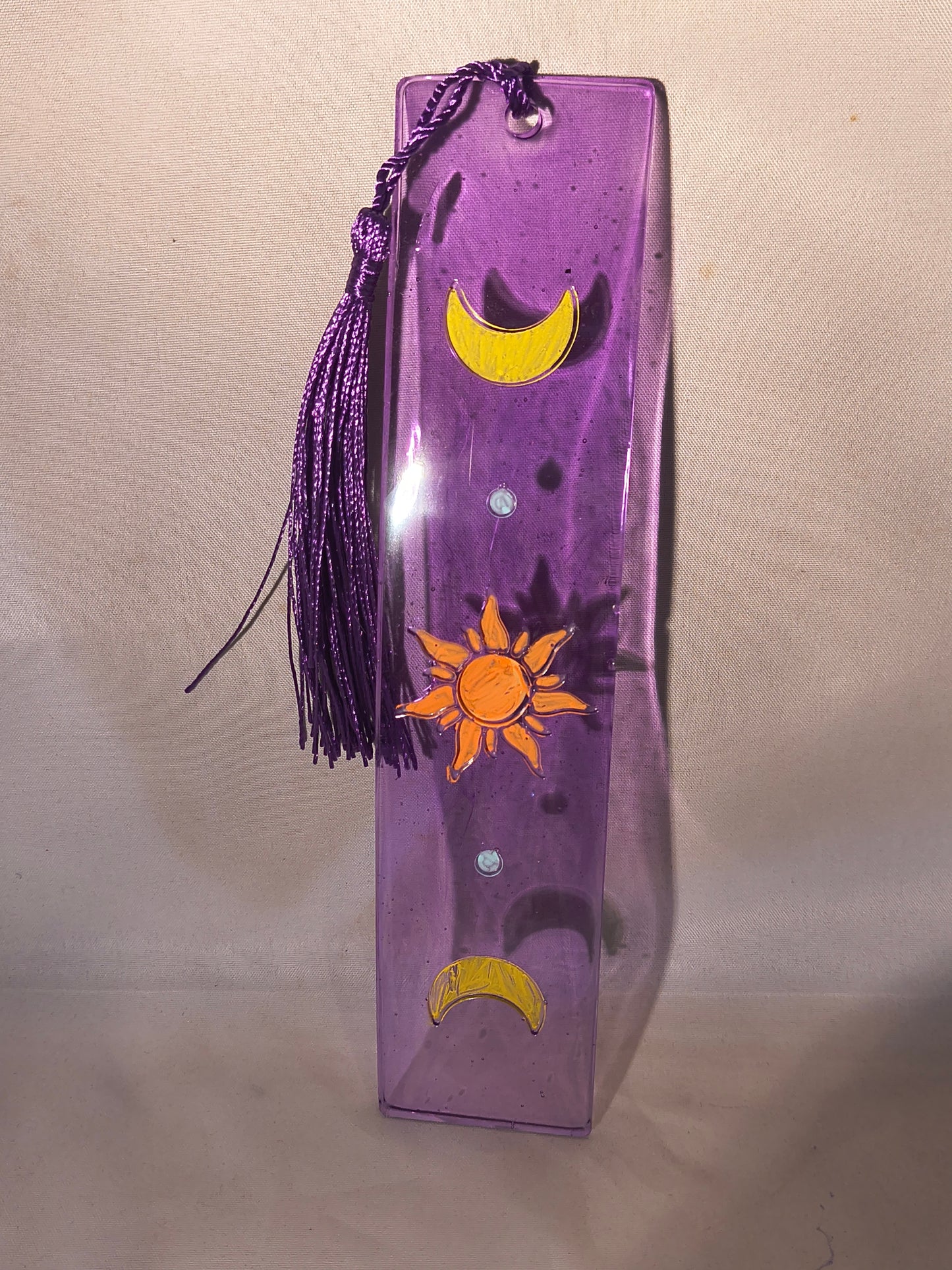 Sun/Moon Purple Resin Bookmark