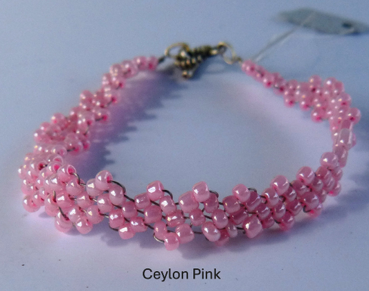 Ceylon Pink Simple Strap Peyote Bracelet