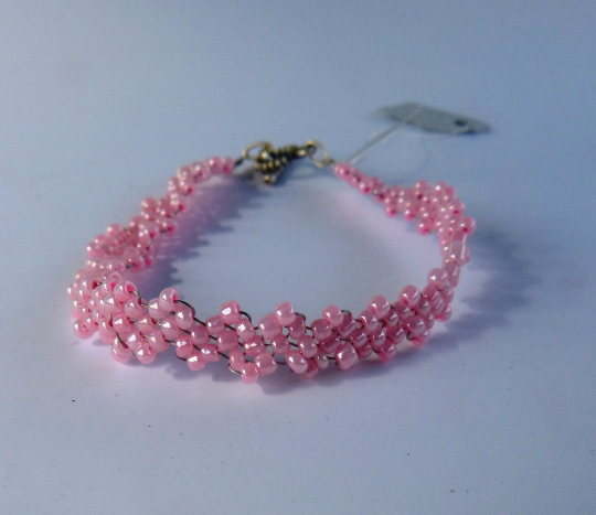 Ceylon Pink Simple Strap Peyote Bracelet