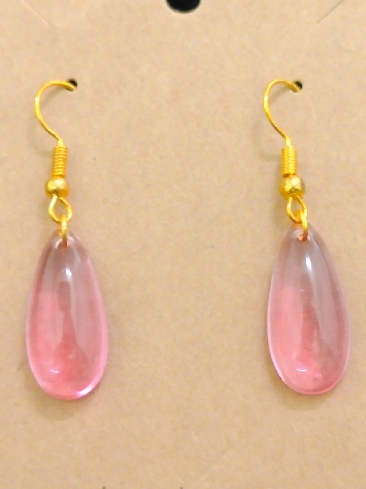 Handmade Pink Resin Teardrop Earrings