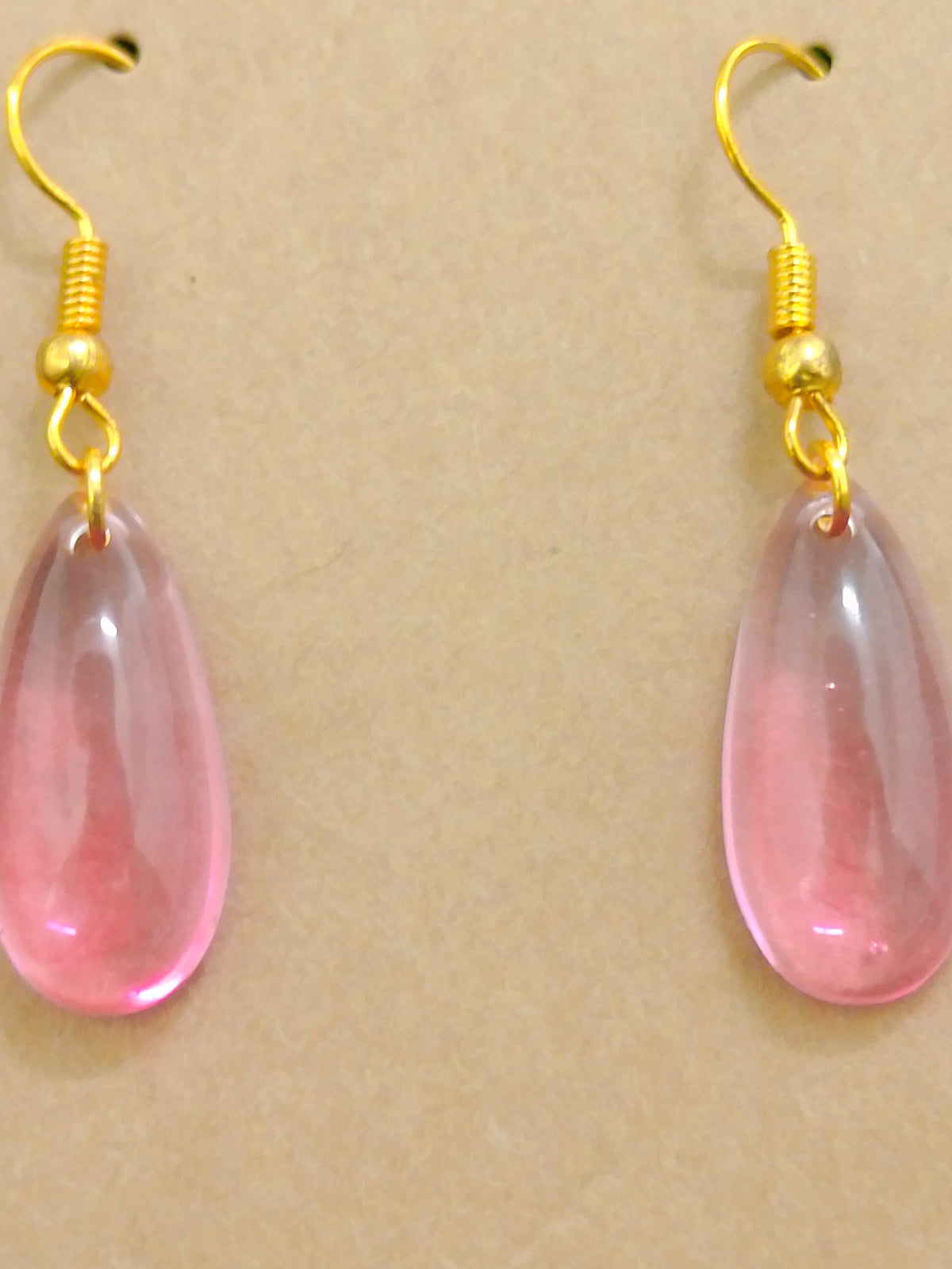 Handmade Pink Resin Teardrop Earrings