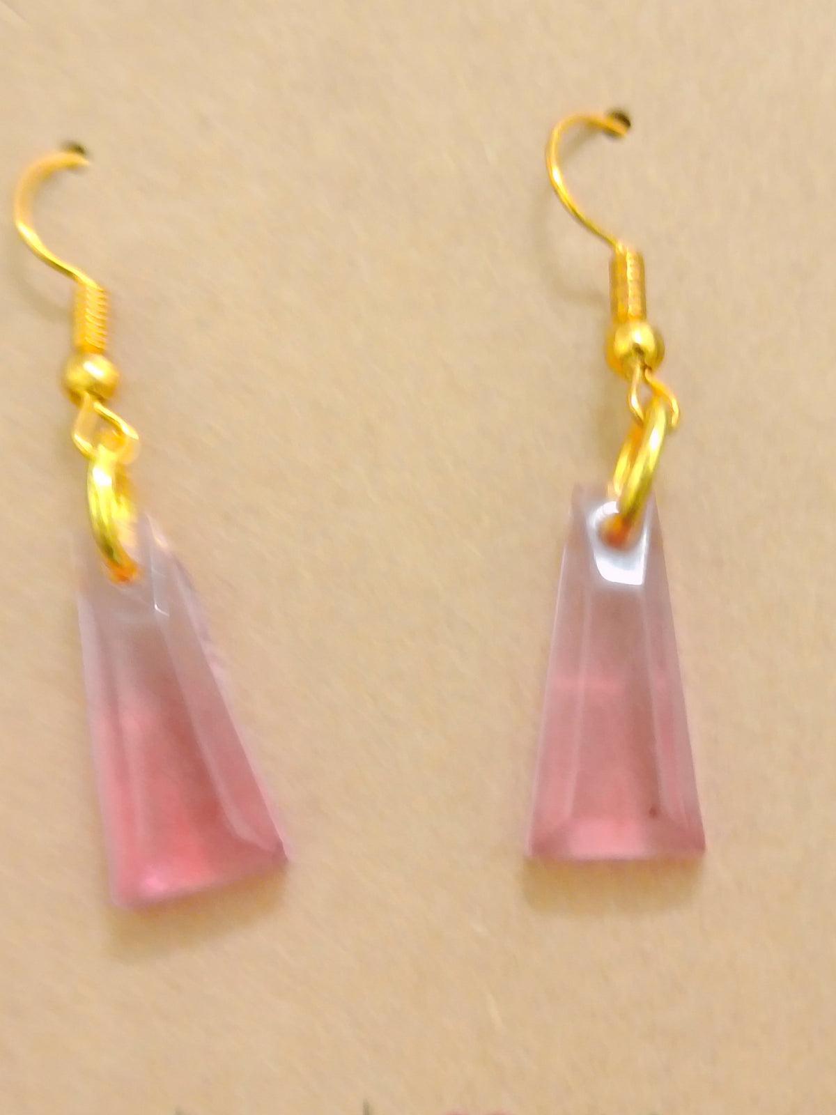 Handmade Pink Triangle Earrings