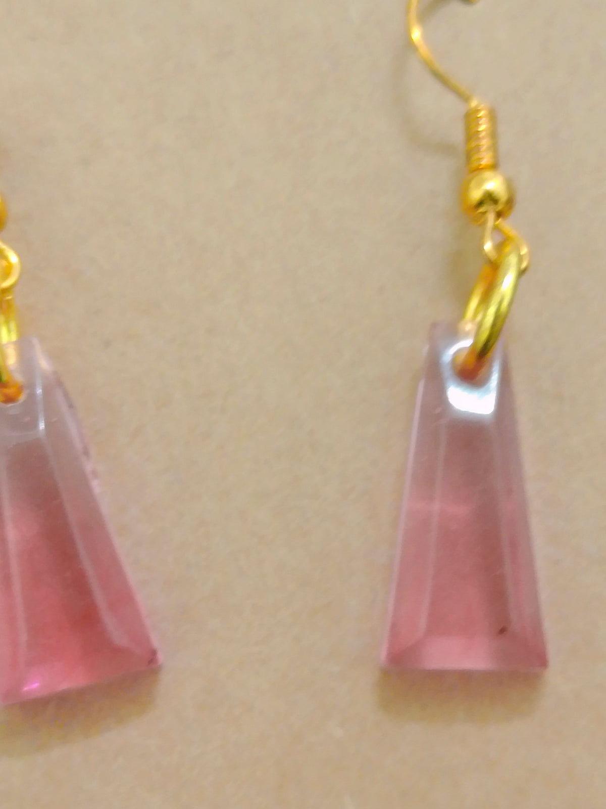 Handmade Pink Triangle Earrings