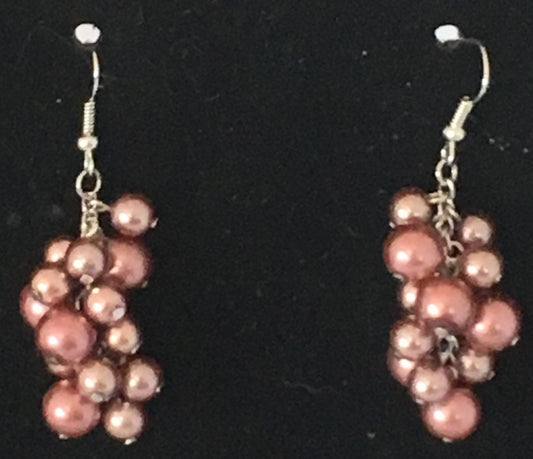 Light Brown Pearl Cluster Earrings
