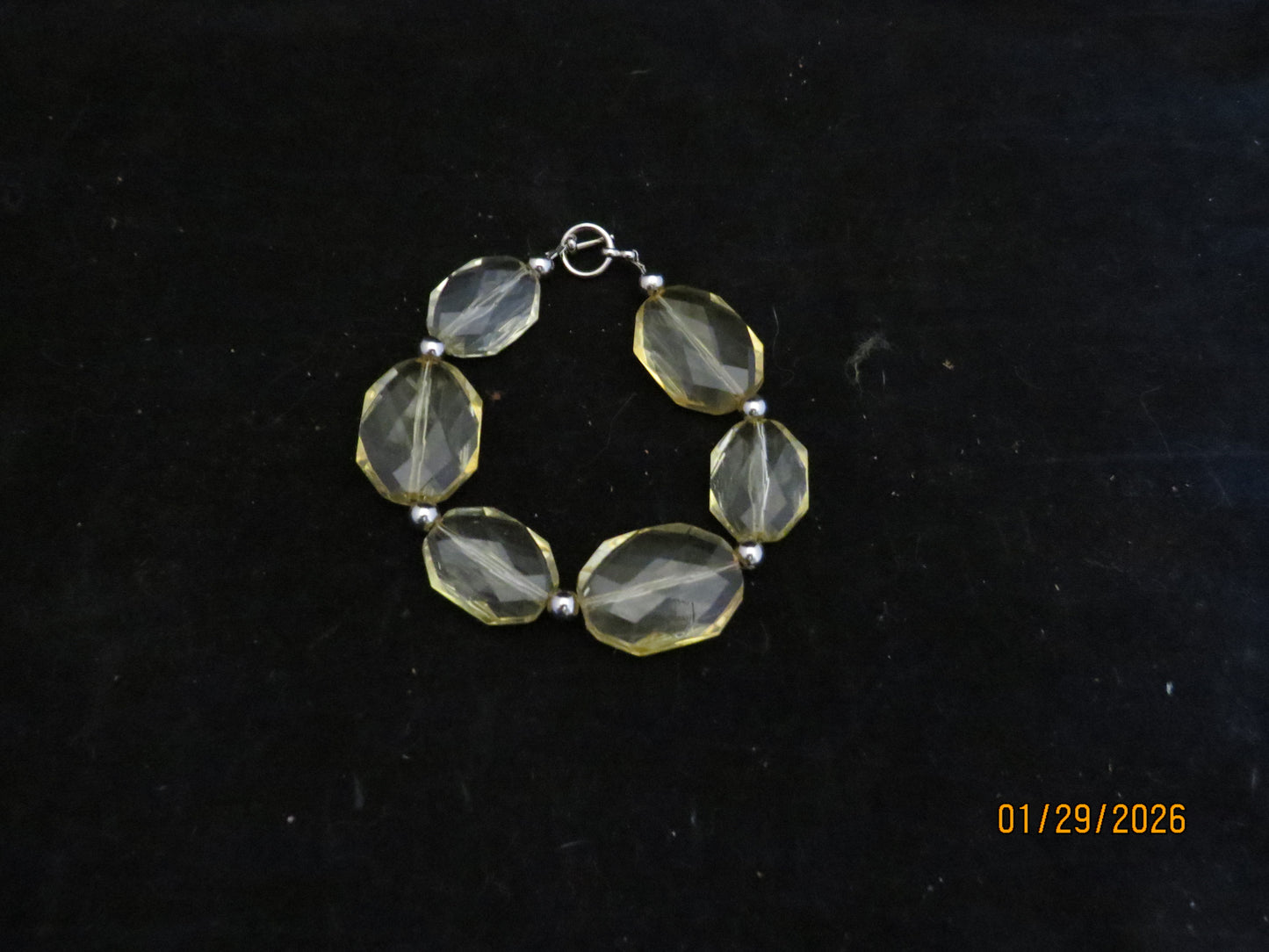 Clear Yellow & Silver Beaded Bracelet