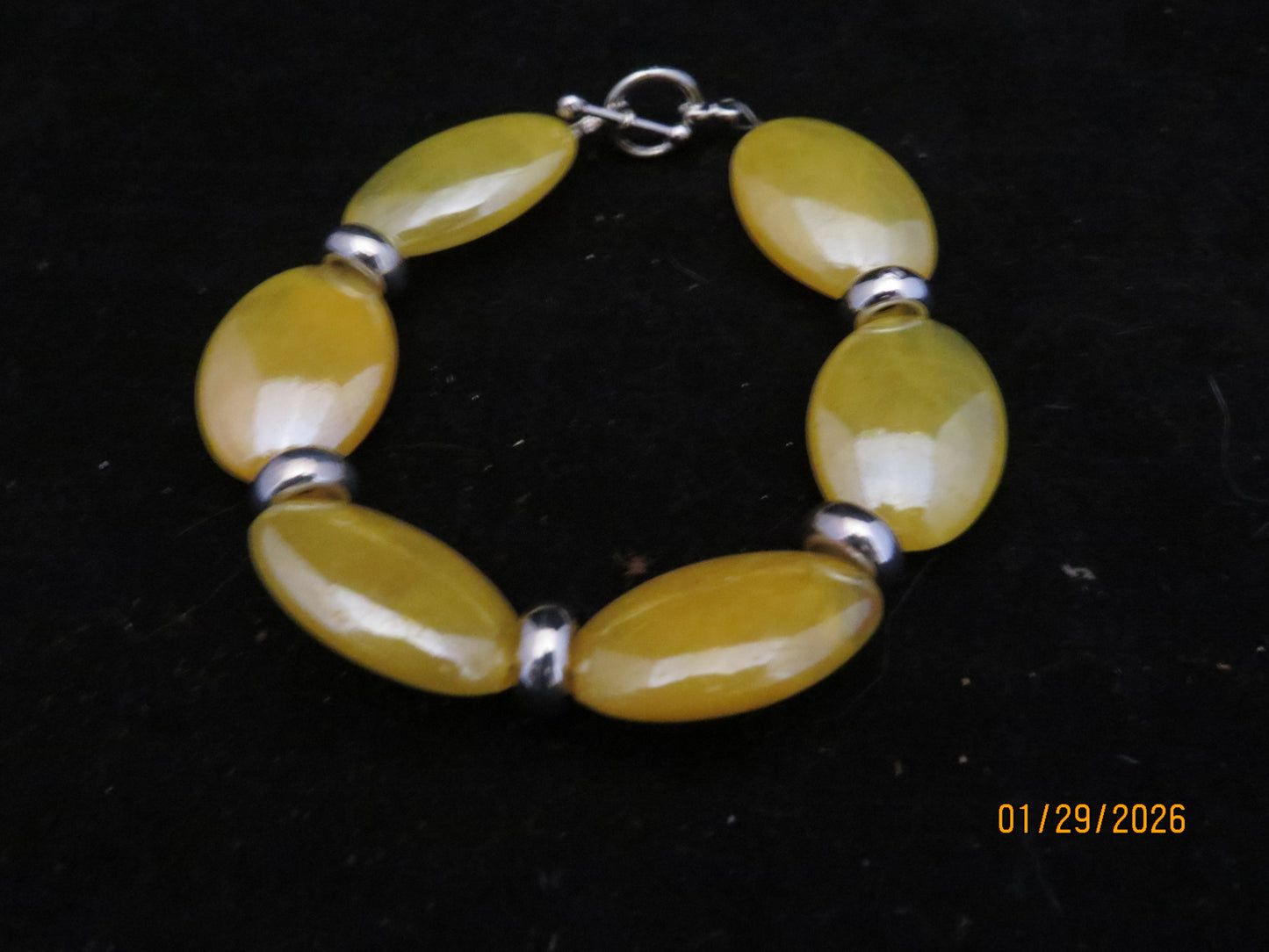 Shiny Yellow & Silver  Beaded Bracelet