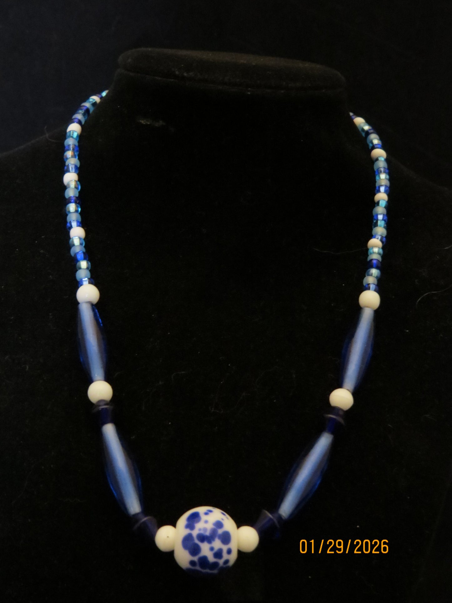 Blue & White Beaded Necklace