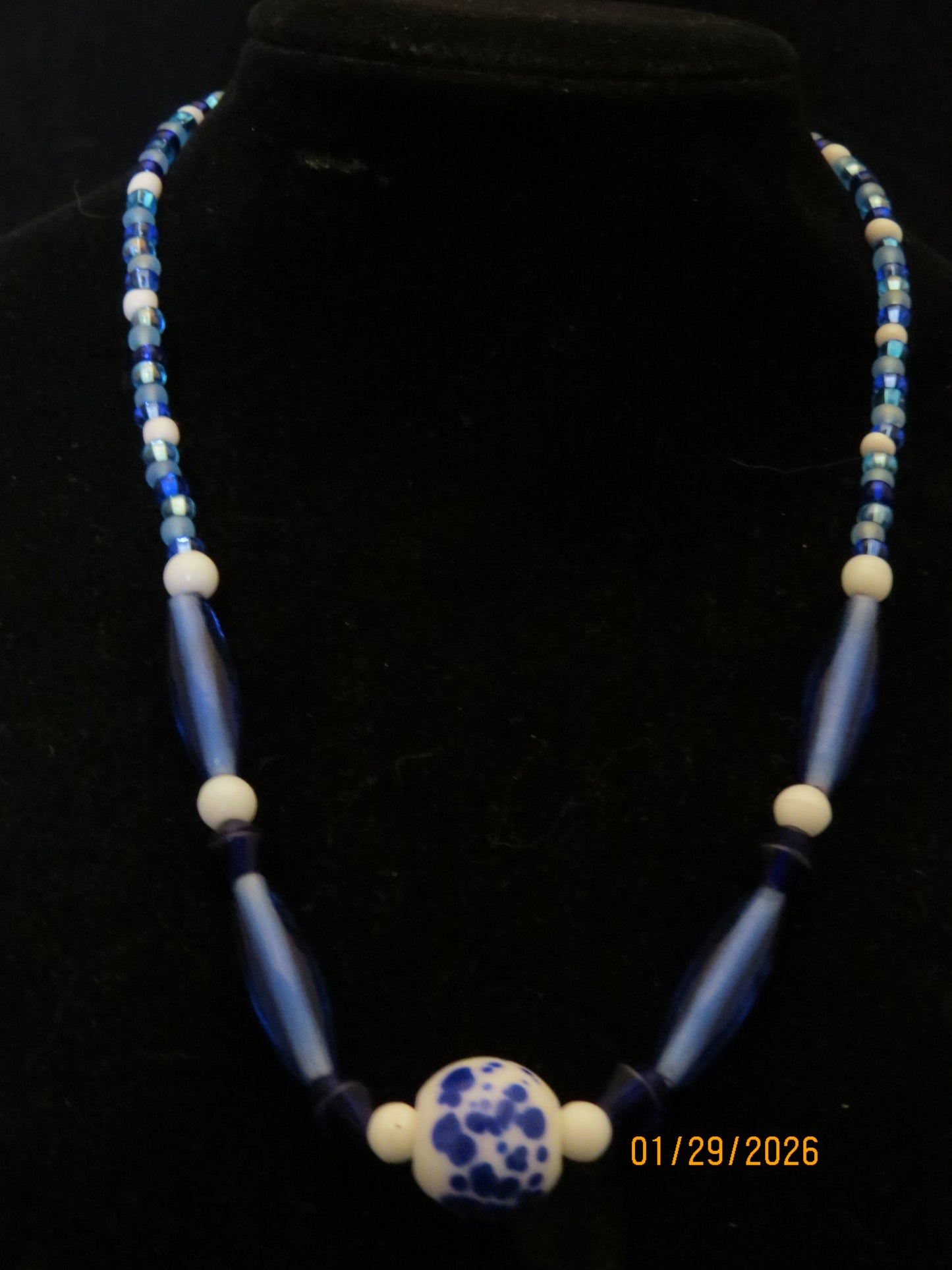 Blue & White Beaded Necklace