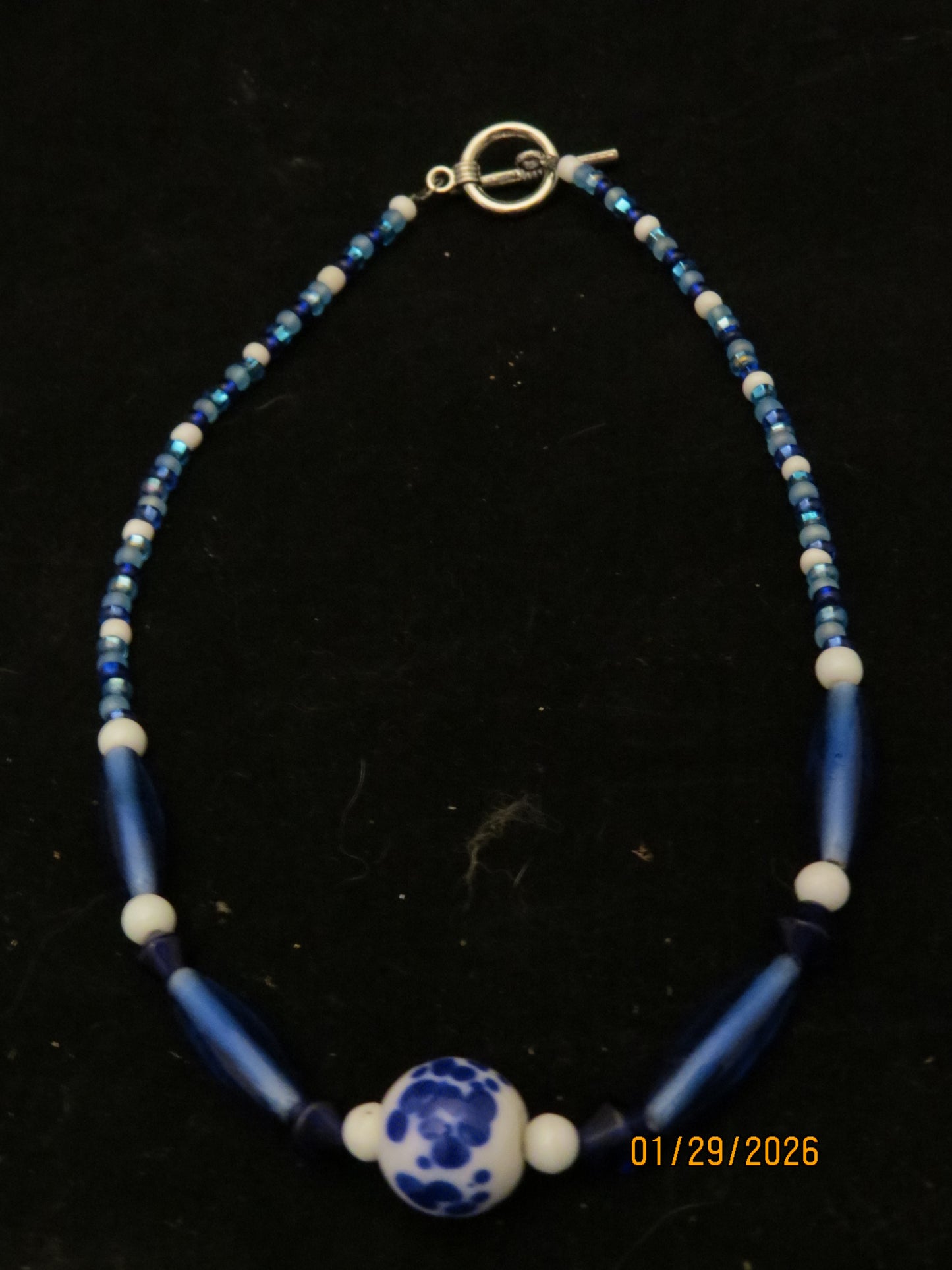 Blue & White Beaded Necklace