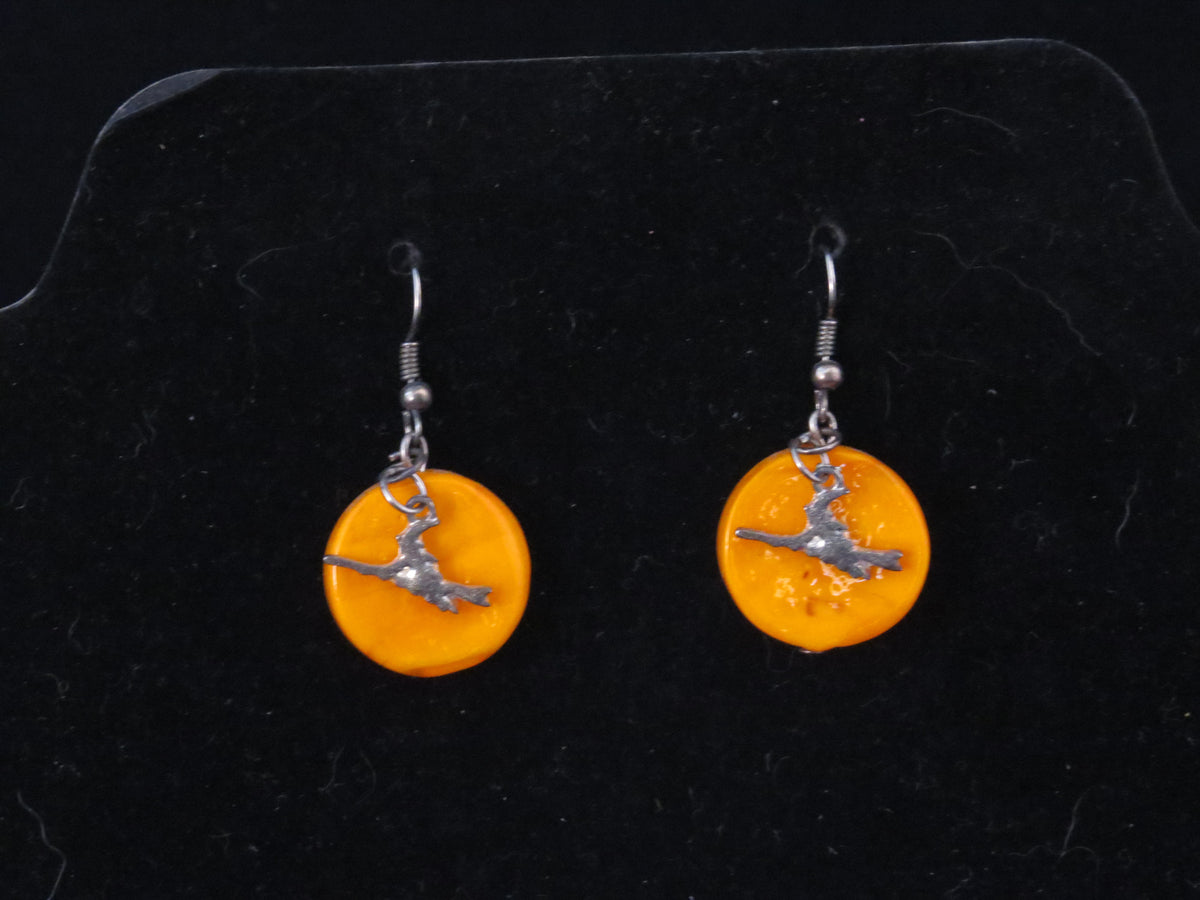 Handmade Flying Witch Moon Earrings