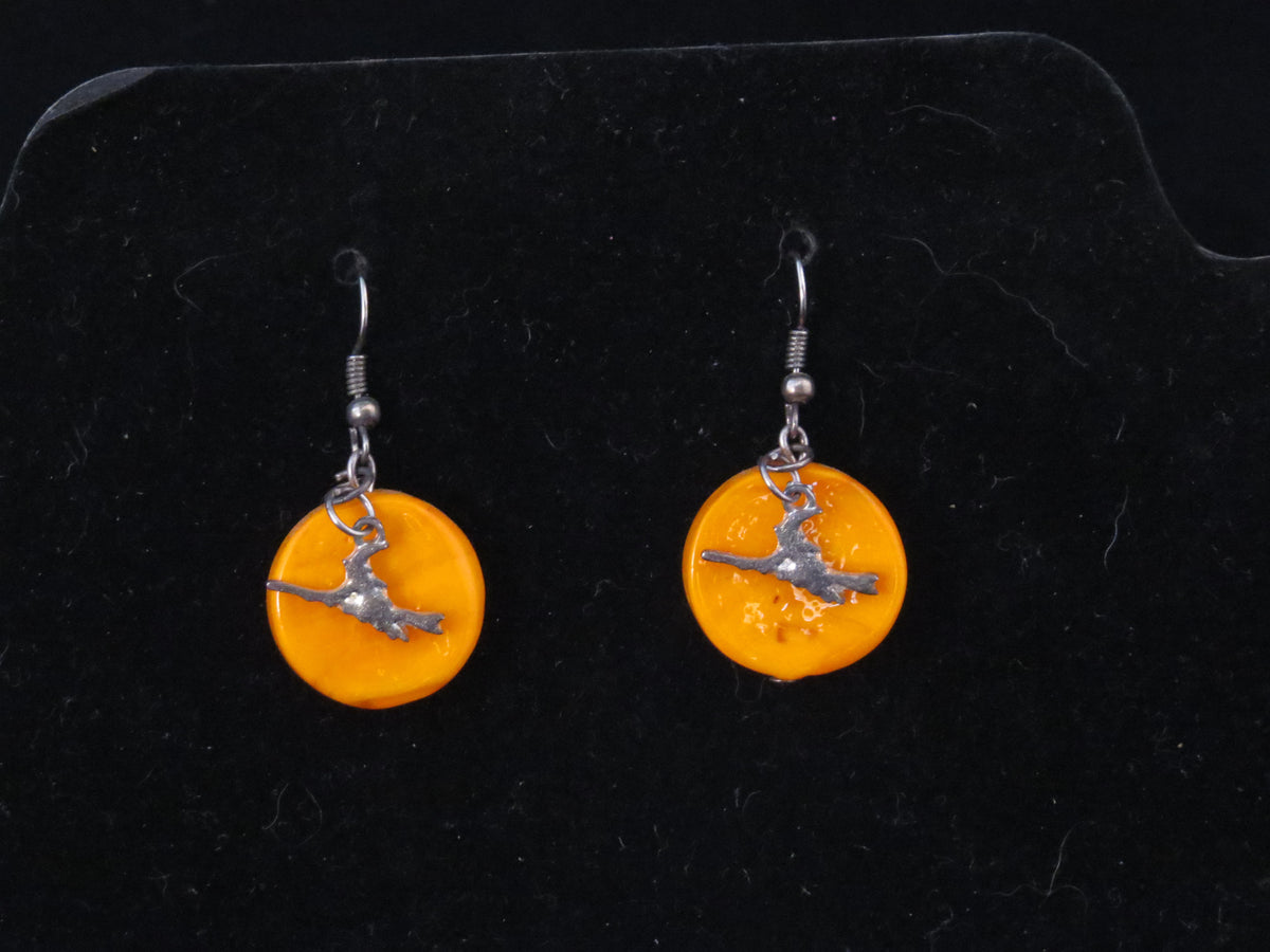 Handmade Flying Witch Moon Earrings